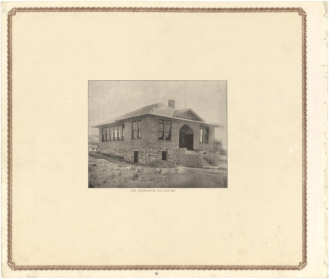 New Schoolhouse, San Luis Rey from Plat Book of San Diego County, California 1912 by Relic Map Company