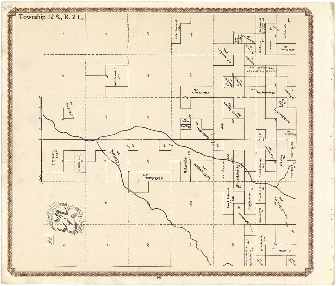 Township 12 S., R. 2 E from Plat Book of San Diego County, California 1912 by Relic Map Company