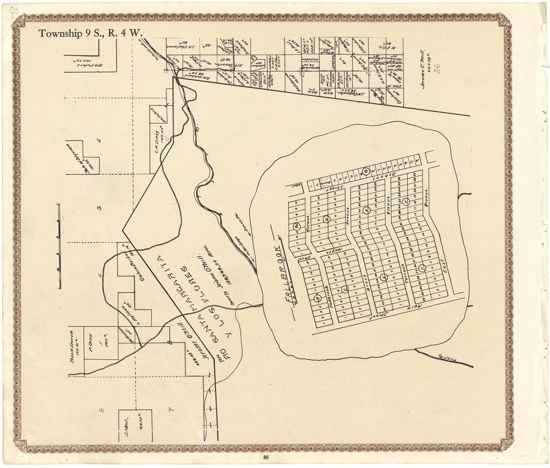 Township 9 S., R. 4 W from Plat Book of San Diego County, California 1912 by Relic Map Company