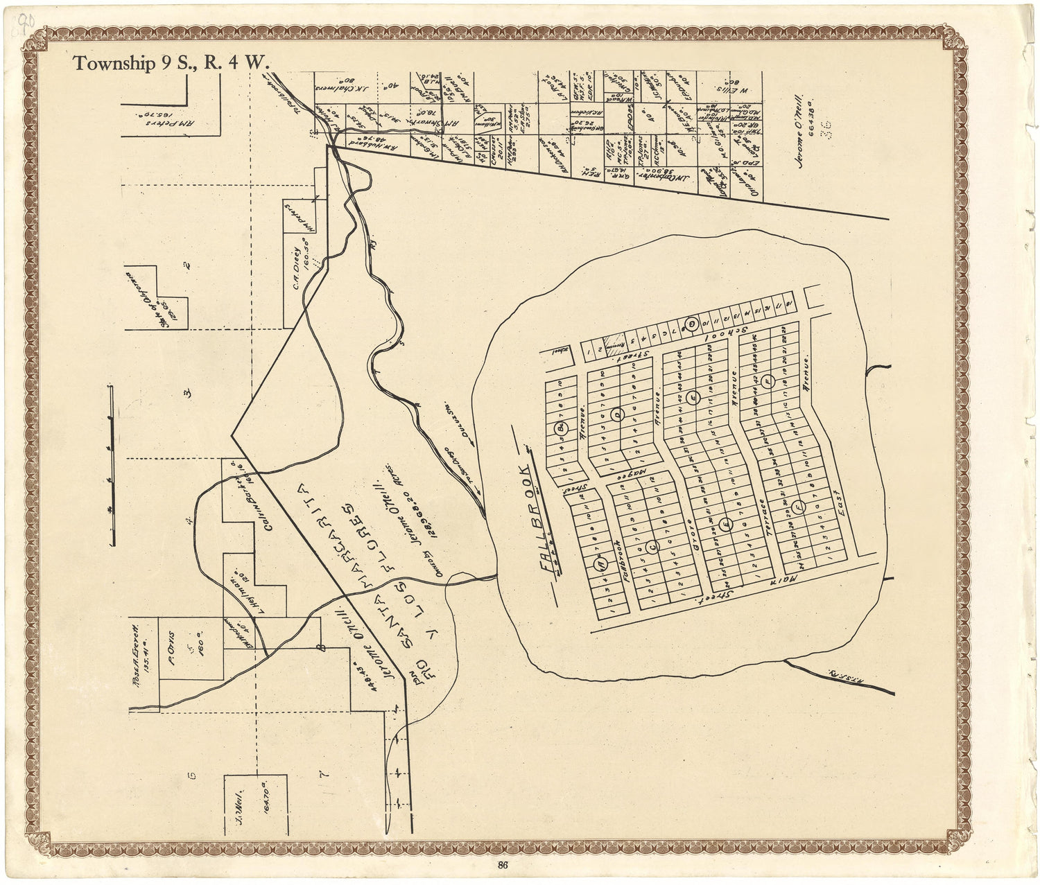 Township 9 S., R. 4 W from Plat Book of San Diego County, California 1912 by Relic Map Company