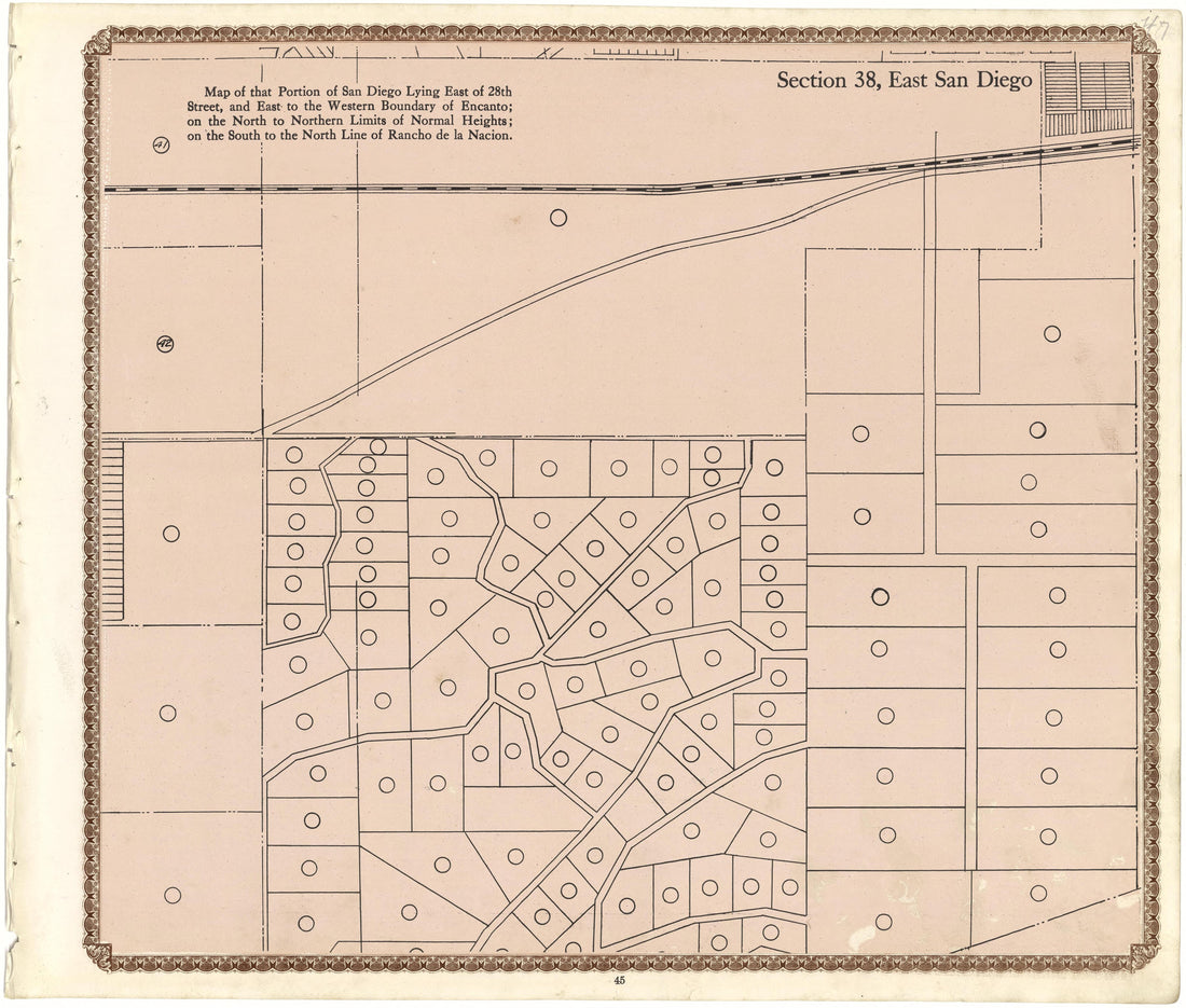 Section 38, East San Diego from Plat Book of San Diego County, California 1912 by Relic Map Company