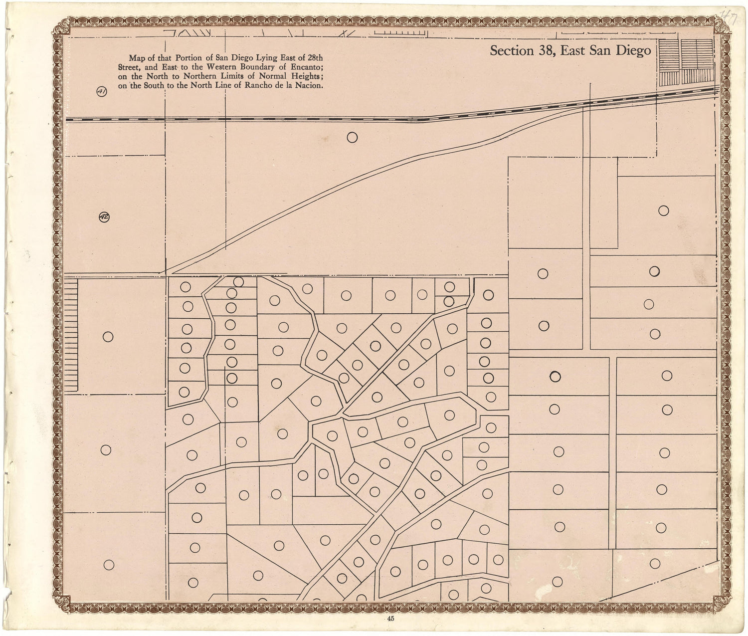 Section 38, East San Diego from Plat Book of San Diego County, California 1912 by Relic Map Company