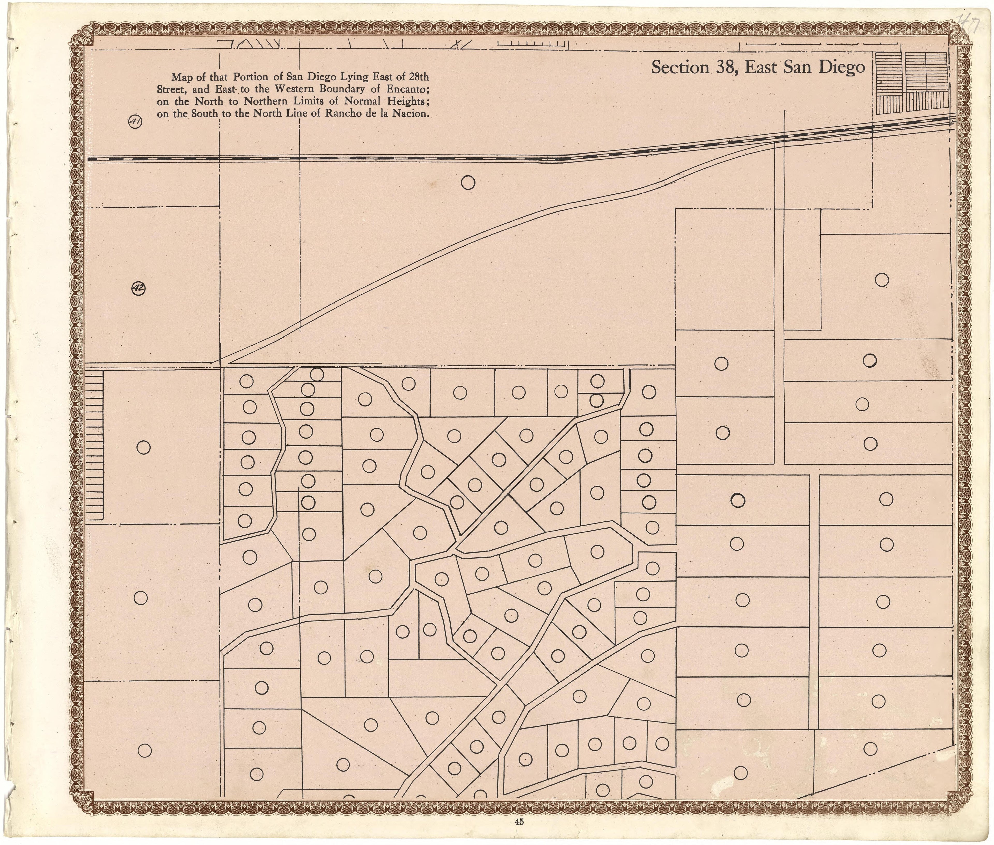 Section 38, East San Diego from Plat Book of San Diego County, California 1912 by Relic Map Company