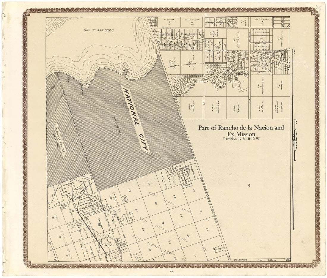 Part of Rancho De La Nacion and Ex Mission from Plat Book of San Diego County, California 1912 by Relic Map Company