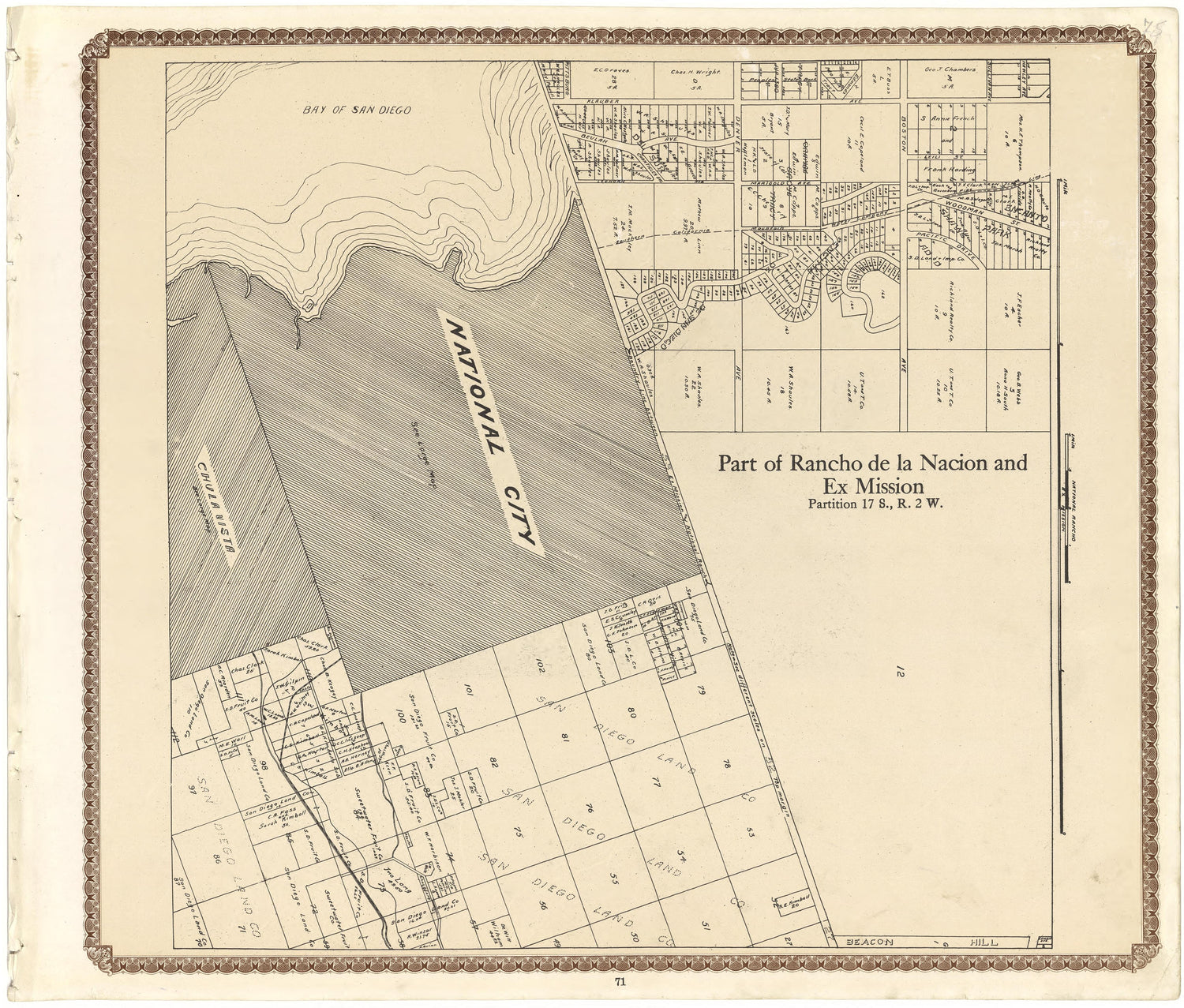 Part of Rancho De La Nacion and Ex Mission from Plat Book of San Diego County, California 1912 by Relic Map Company
