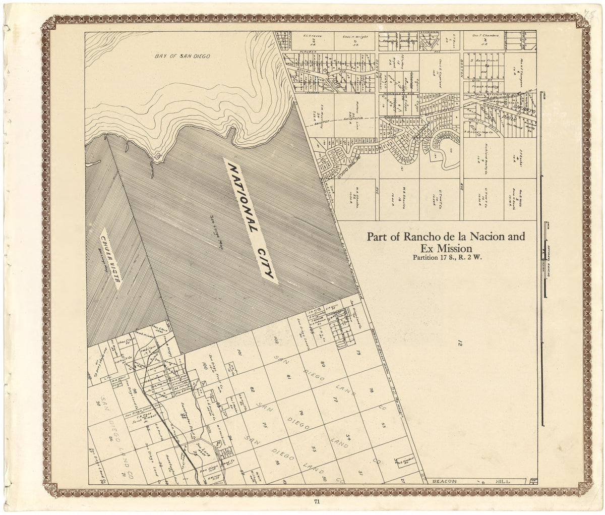 Part of Rancho De La Nacion and Ex Mission from Plat Book of San Diego County, California 1912 by Relic Map Company