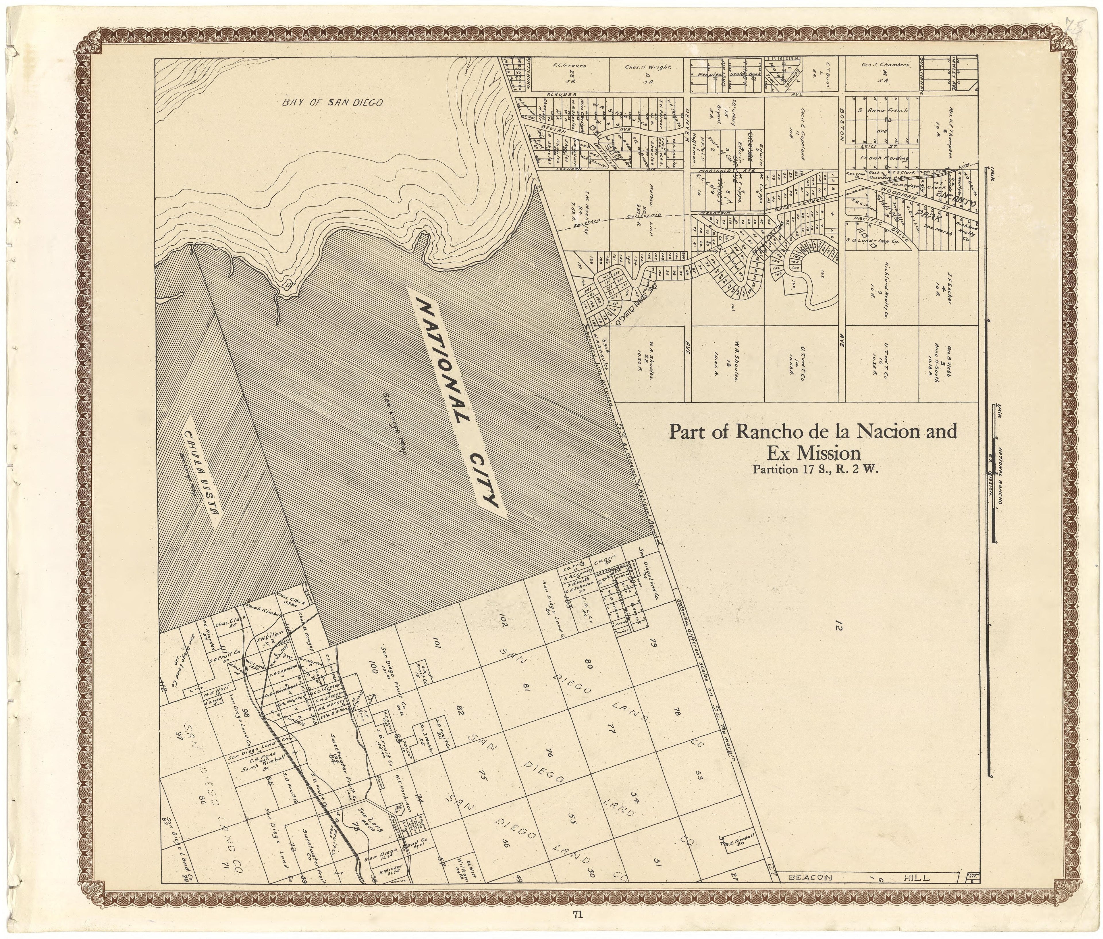 Part of Rancho De La Nacion and Ex Mission from Plat Book of San Diego County, California 1912 by Relic Map Company