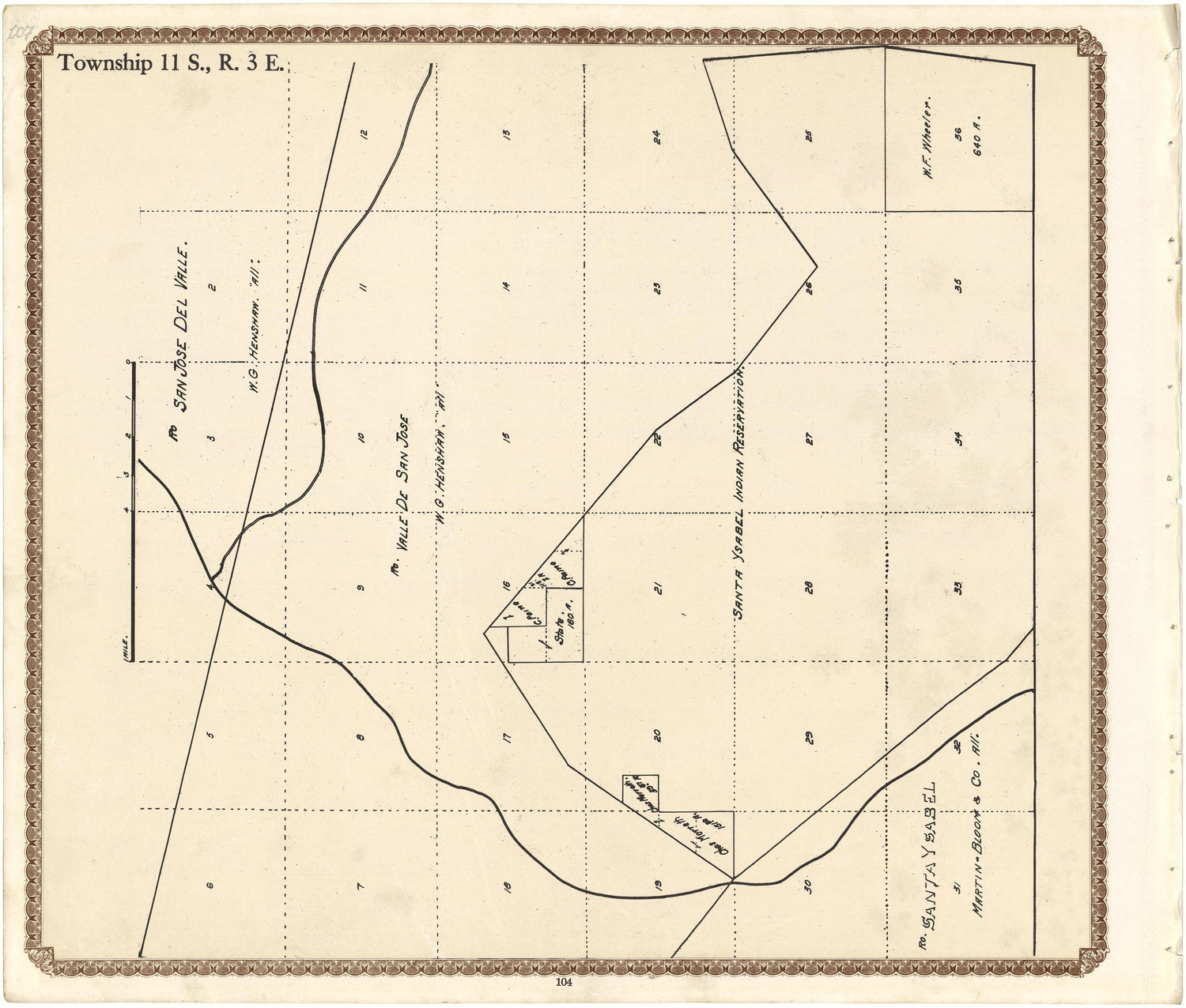 Township 11 S., R. 3 E from Plat Book of San Diego County, California 1912 by Relic Map Company