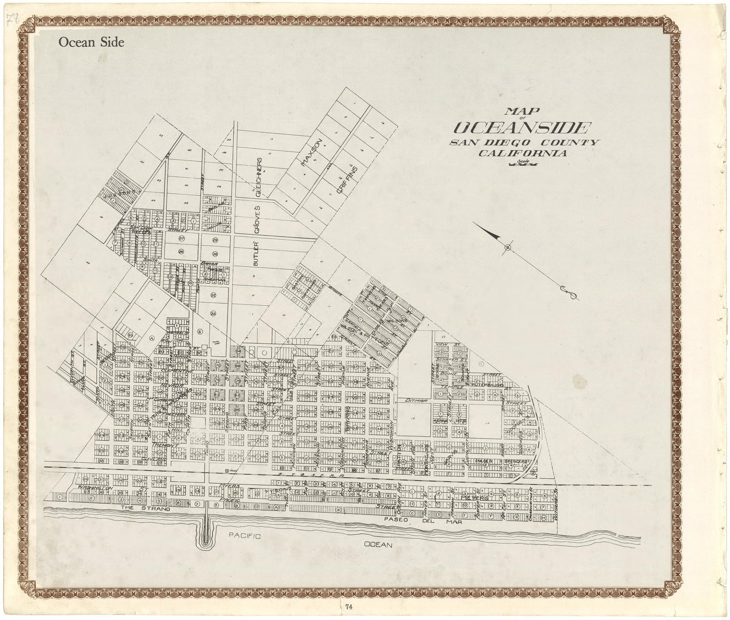 Map of Oceanside San Diego County, California from Plat Book of San Diego County, California 1912 by Relic Map Company