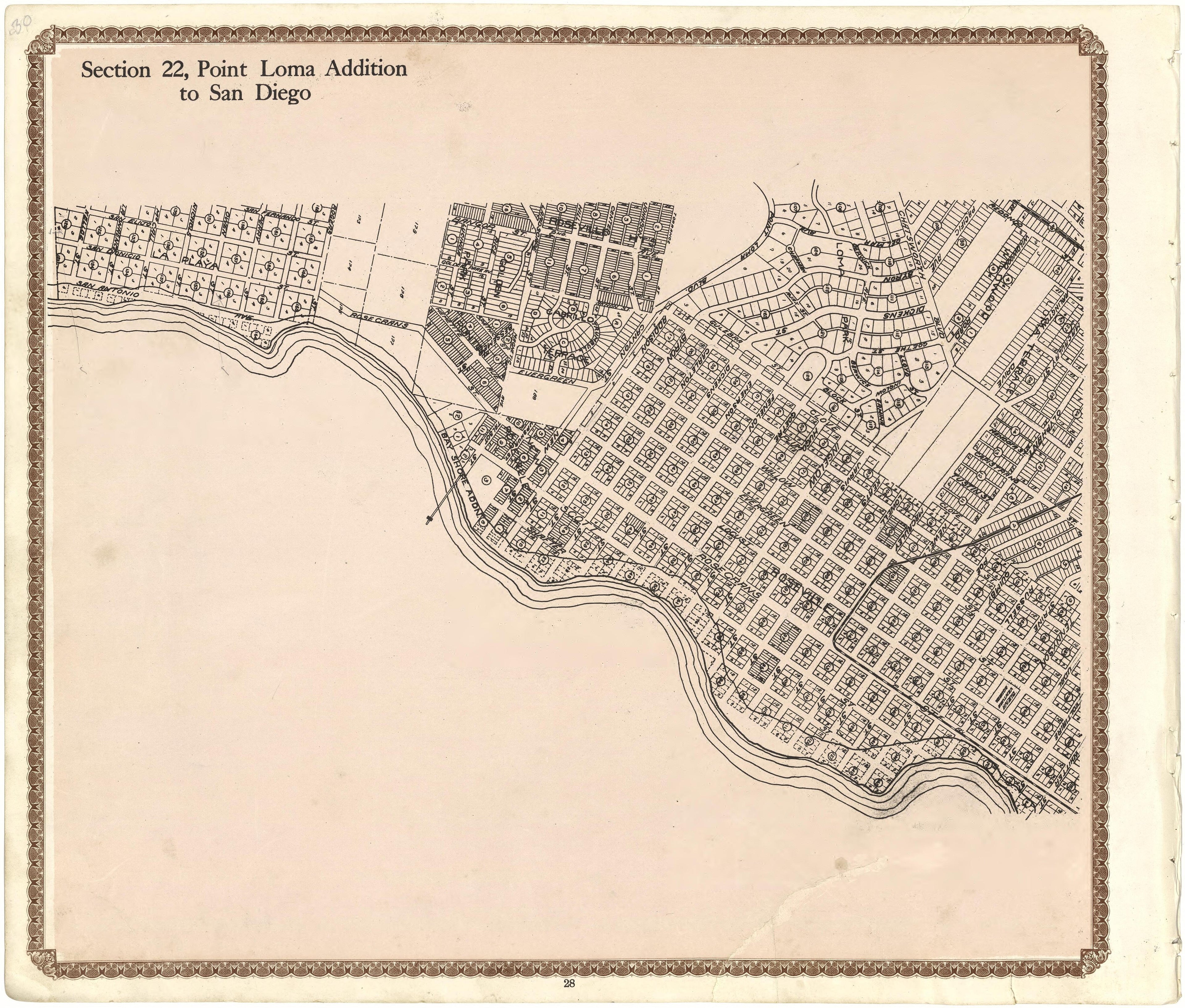 Section 22, Point Loma Addition to San Diego from Plat Book of San Diego County, California 1912 by Relic Map Company