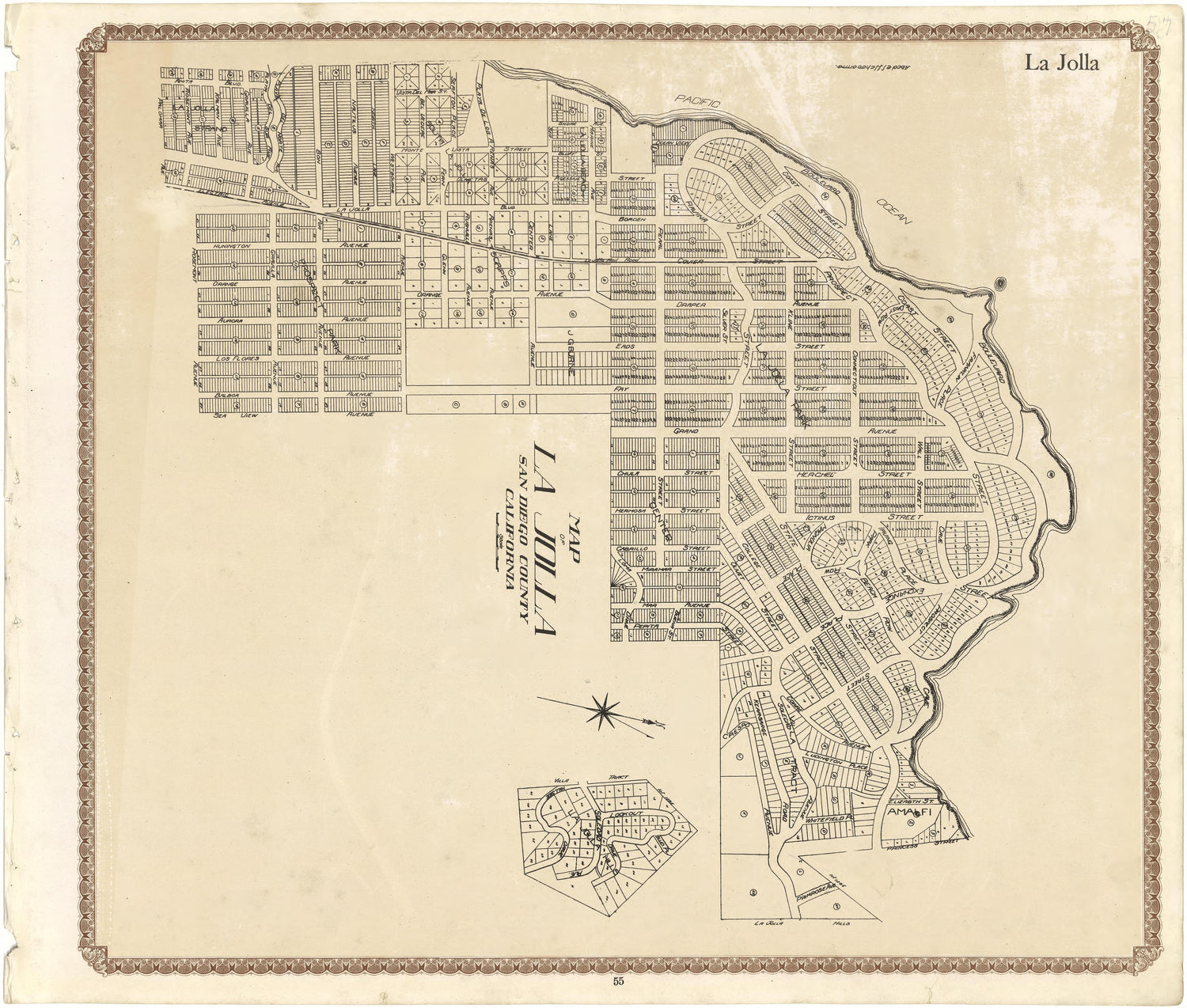 Map of La Jolla San Diego County, California from Plat Book of San Diego County, California 1912 by Relic Map Company