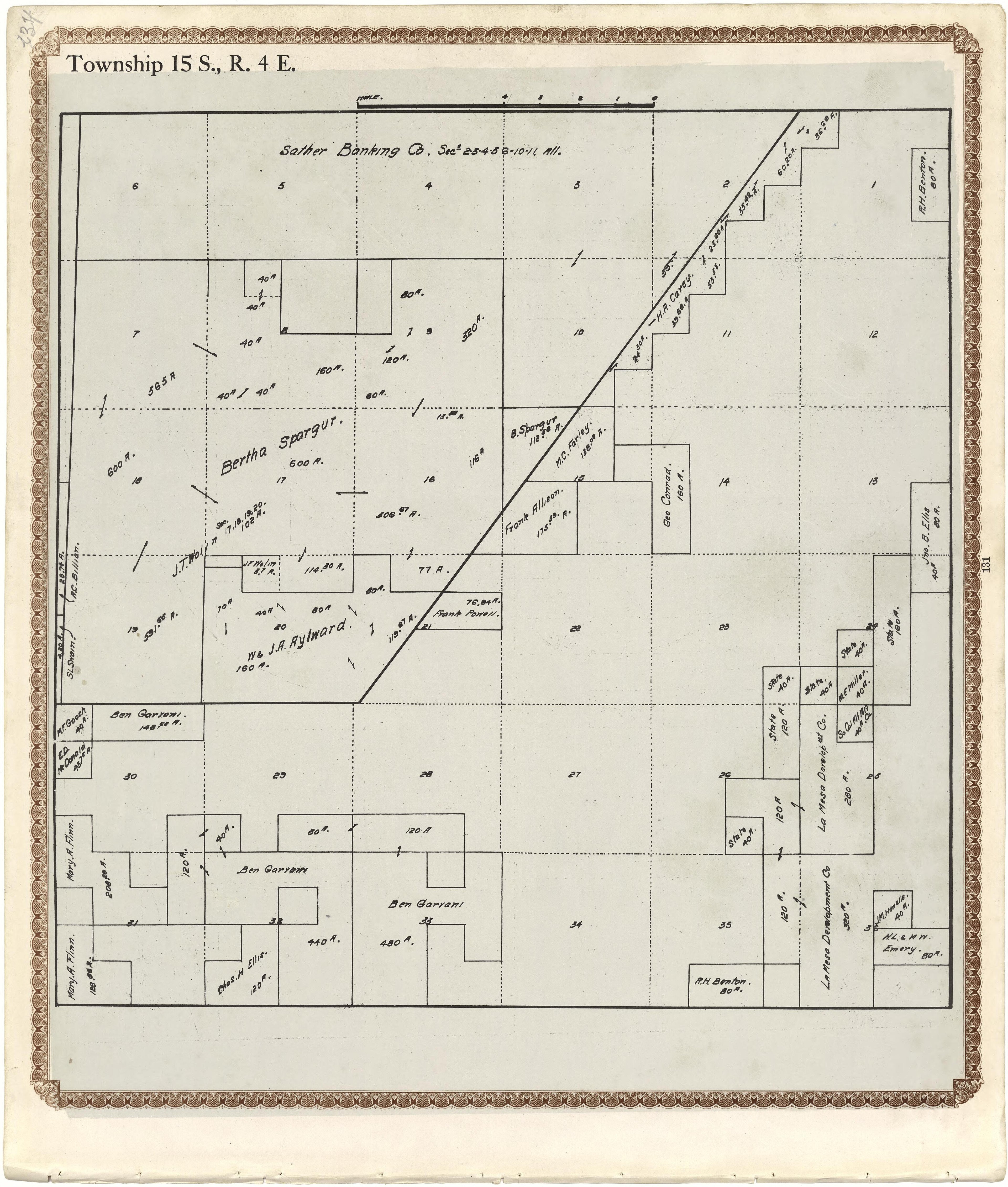 Township 15 S., R. 4 E from Plat Book of San Diego County, California 1912 by Relic Map Company
