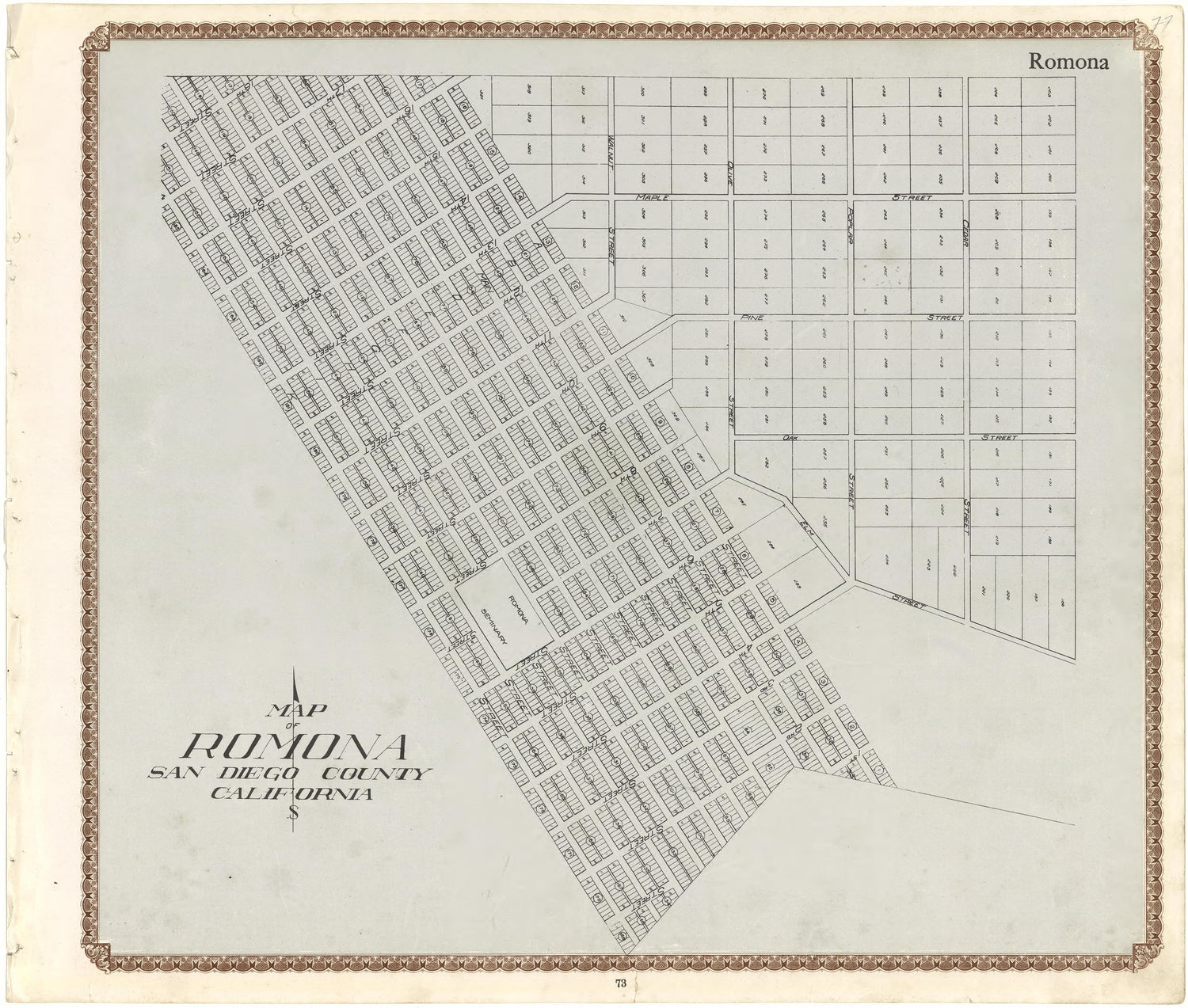 Map of Romona San Diego County, California from Plat Book of San Diego County, California 1912 by Relic Map Company