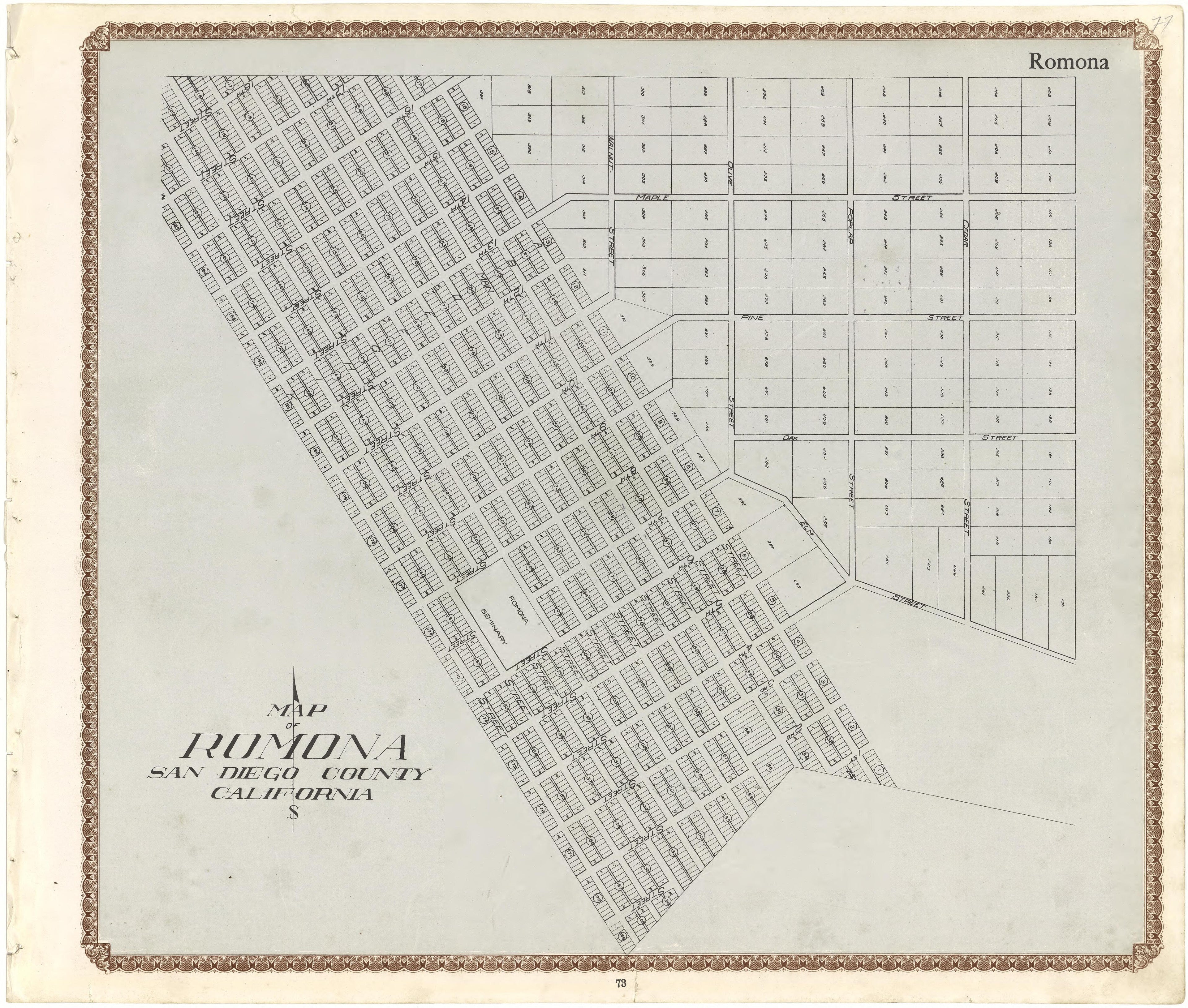 Map of Romona San Diego County, California from Plat Book of San Diego County, California 1912 by Relic Map Company