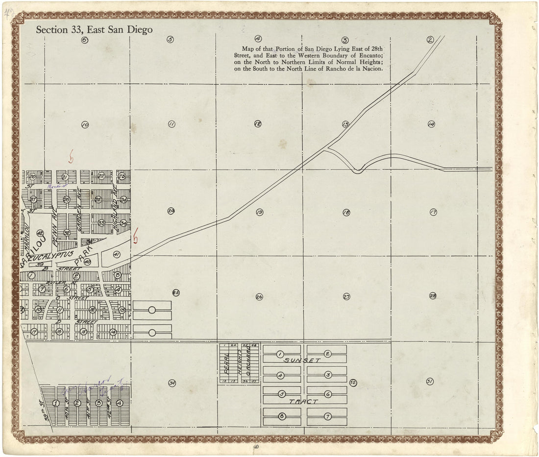 Section 33, East San Diego from Plat Book of San Diego County, California 1912 by Relic Map Company