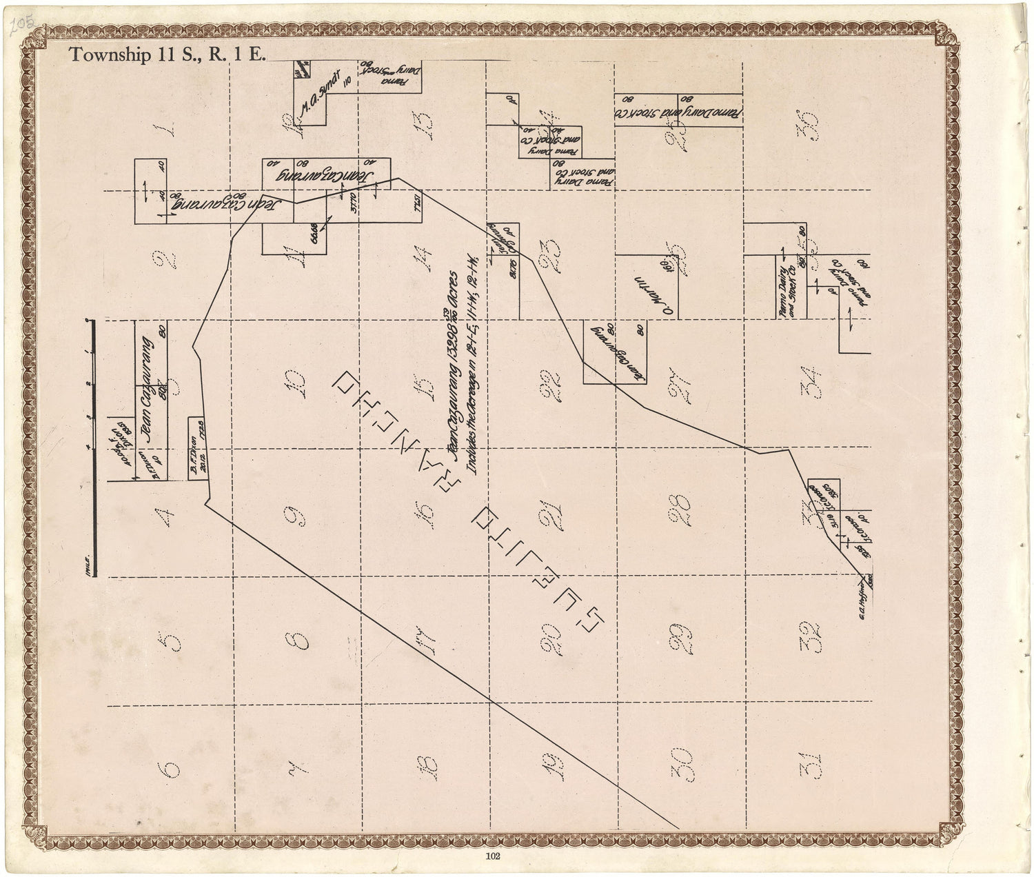 Township 11 S., R. 1 E from Plat Book of San Diego County, California 1912 by Relic Map Company