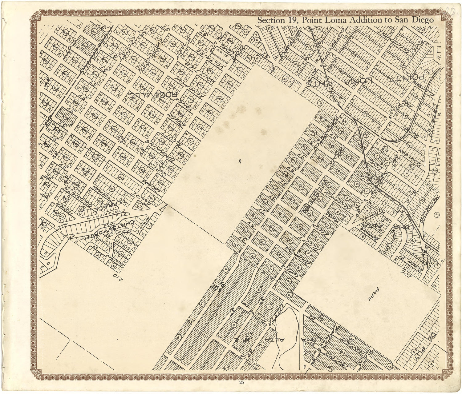 Section 19, Point Loma Addition to San Diego from Plat Book of San Diego County, California 1912 by Relic Map Company