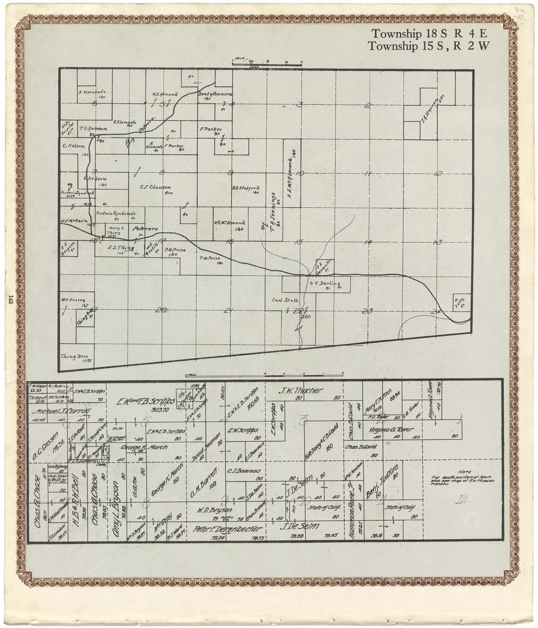 Township 18 S., R. 4 E; Township 15 S., R. 2 W from Plat Book of San Diego County, California 1912 by Relic Map Company