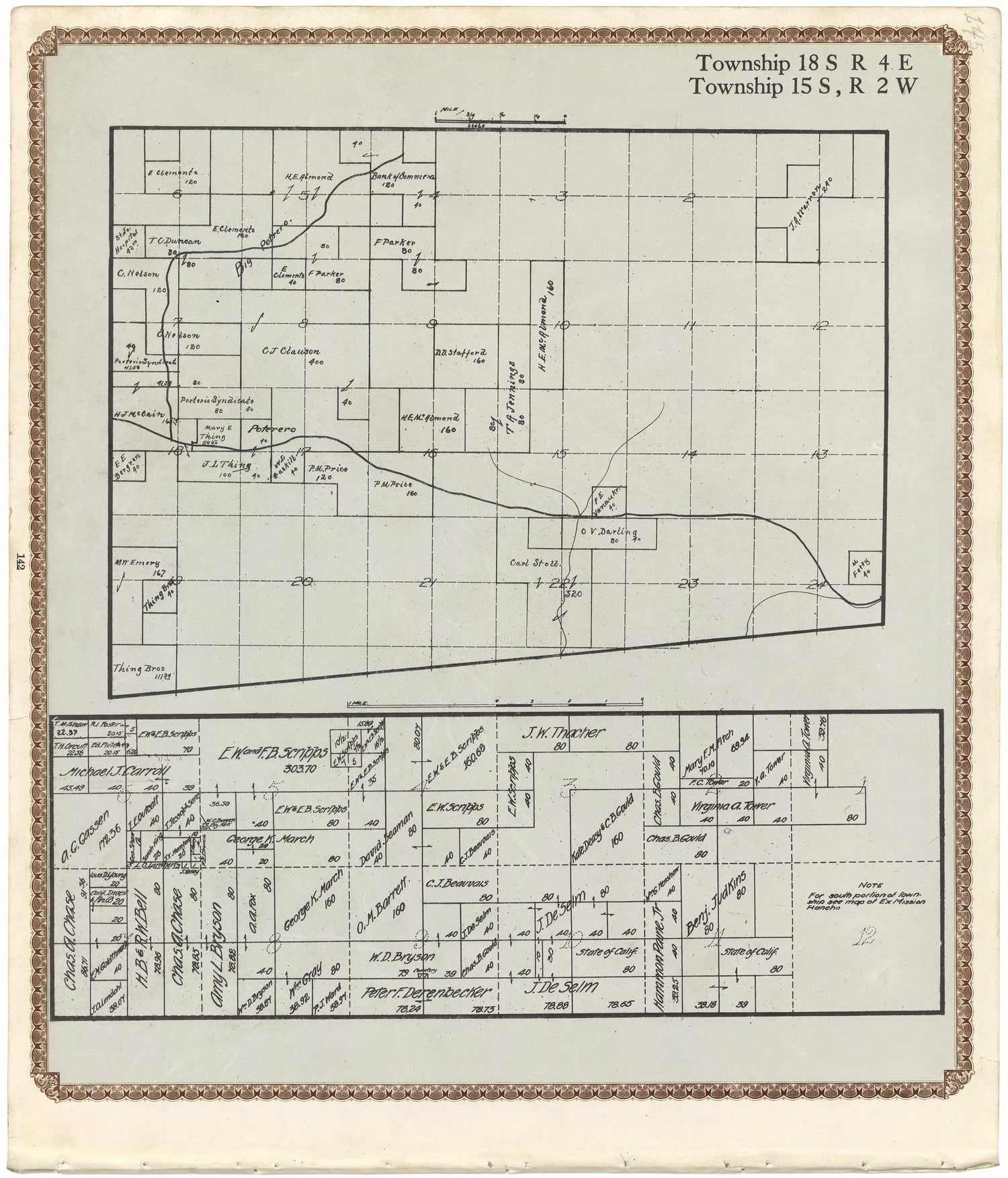 Township 18 S., R. 4 E; Township 15 S., R. 2 W from Plat Book of San Diego County, California 1912 by Relic Map Company