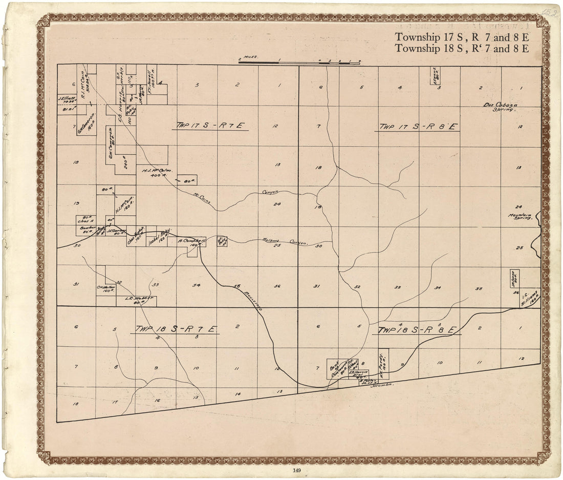 Township 17 S., R. 7 and 8 E; Township 18 S., R. 7 and 8 E from Plat Book of San Diego County, California 1912 by Relic Map Company