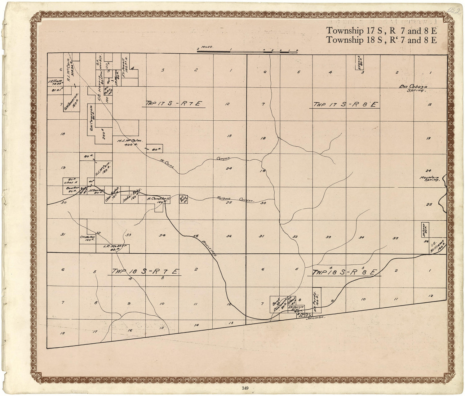 Township 17 S., R. 7 and 8 E; Township 18 S., R. 7 and 8 E from Plat Book of San Diego County, California 1912 by Relic Map Company