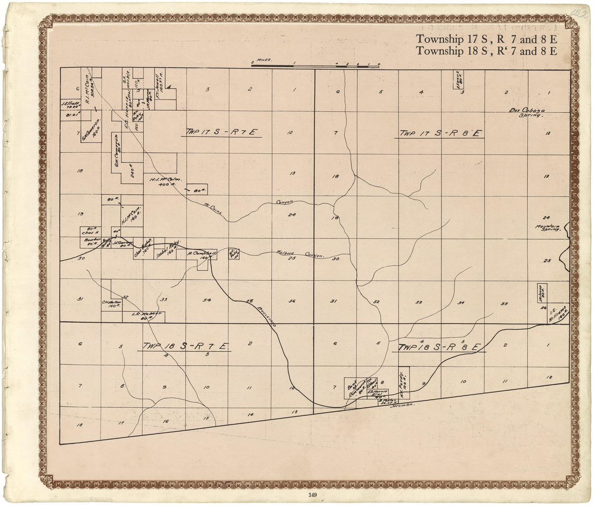 Township 17 S., R. 7 and 8 E; Township 18 S., R. 7 and 8 E from Plat Book of San Diego County, California 1912 by Relic Map Company