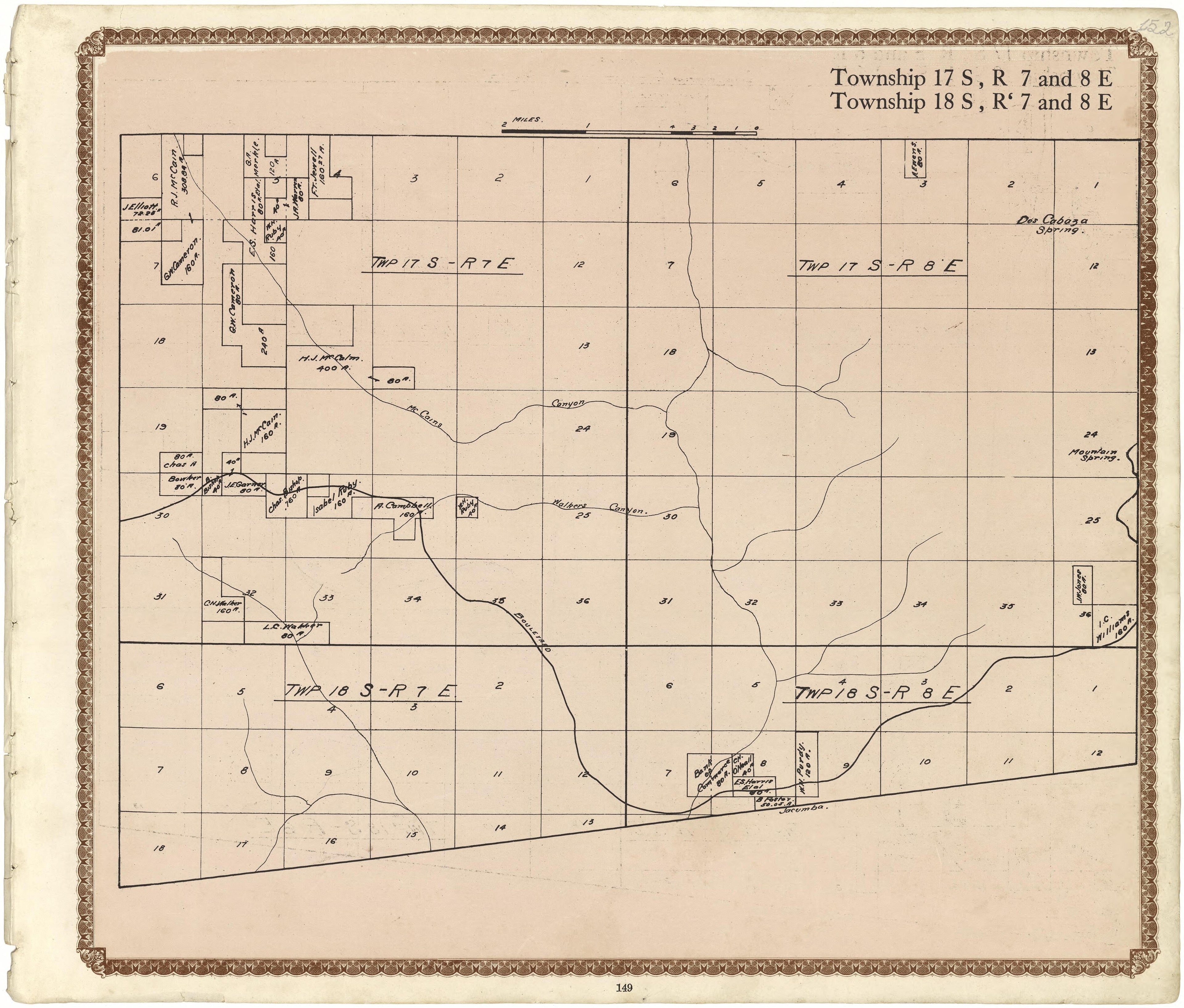 Township 17 S., R. 7 and 8 E; Township 18 S., R. 7 and 8 E from Plat Book of San Diego County, California 1912 by Relic Map Company