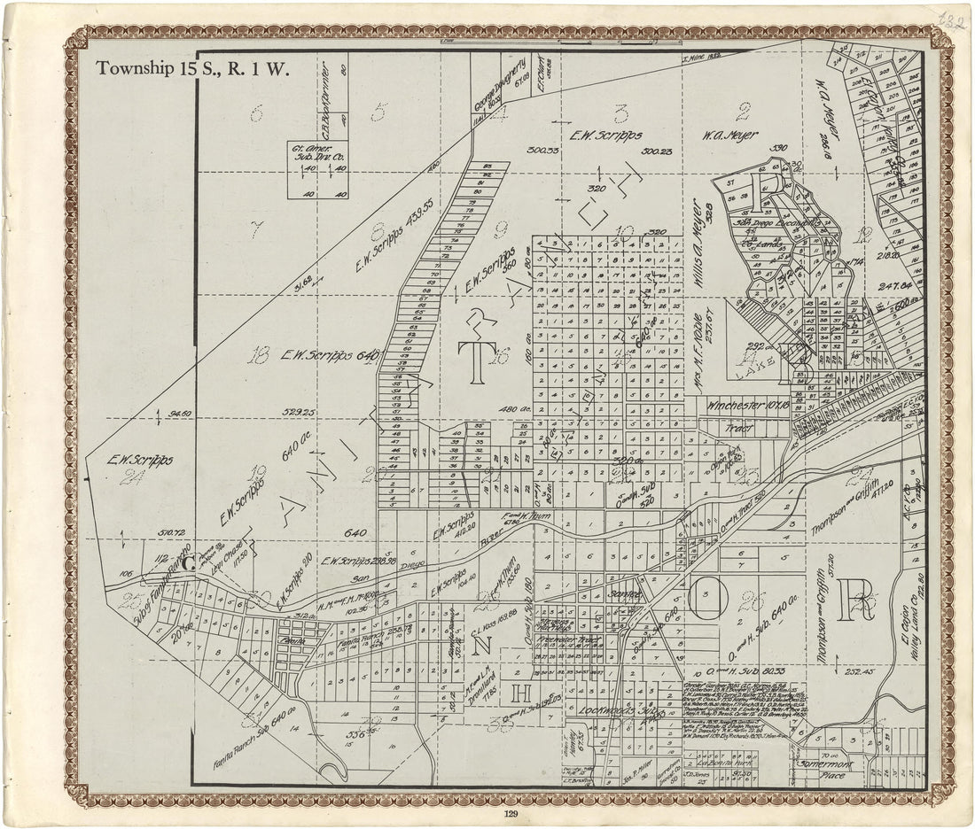 Township 15 S., R. 1 W from Plat Book of San Diego County, California 1912 by Relic Map Company