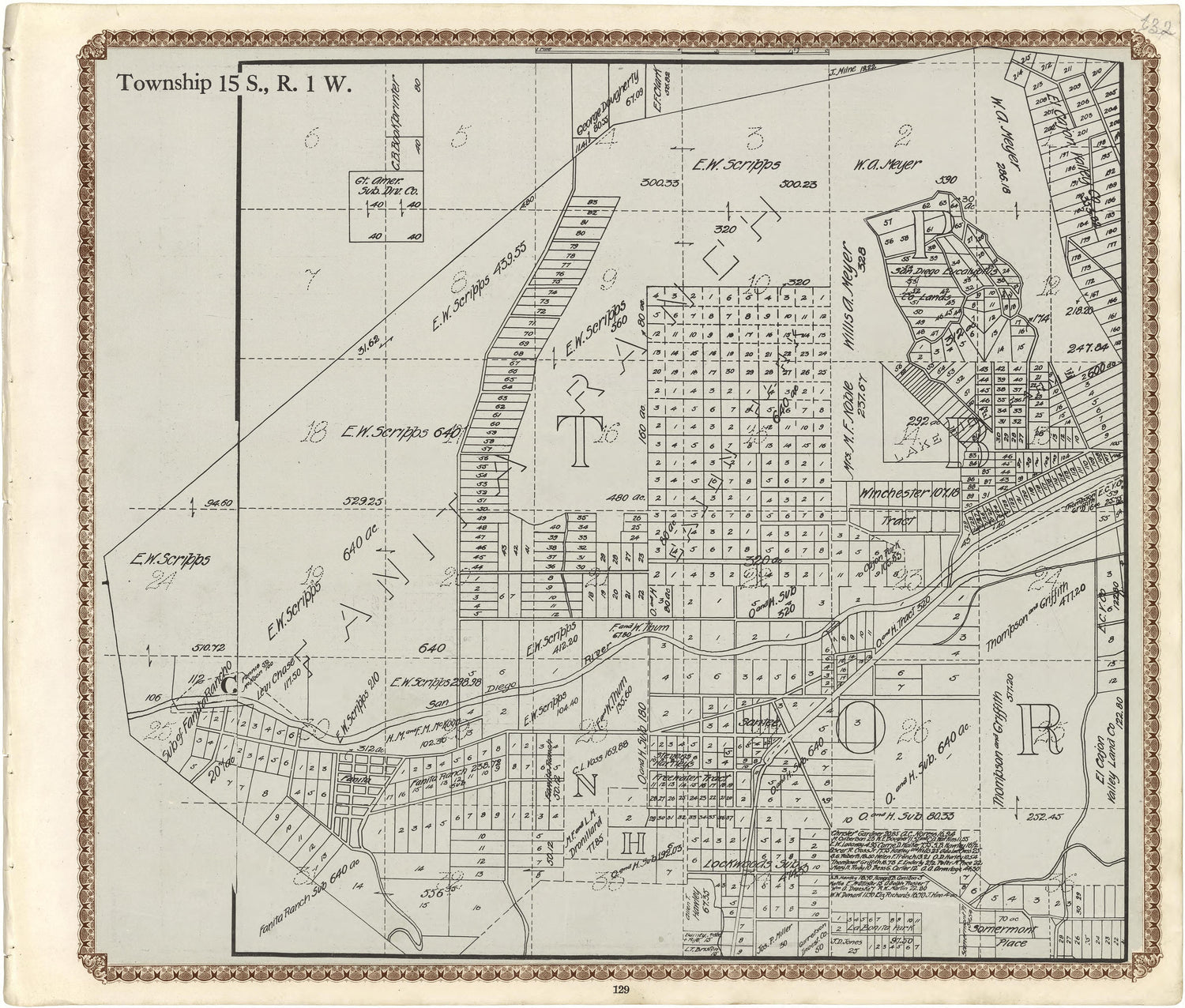 Township 15 S., R. 1 W from Plat Book of San Diego County, California 1912 by Relic Map Company
