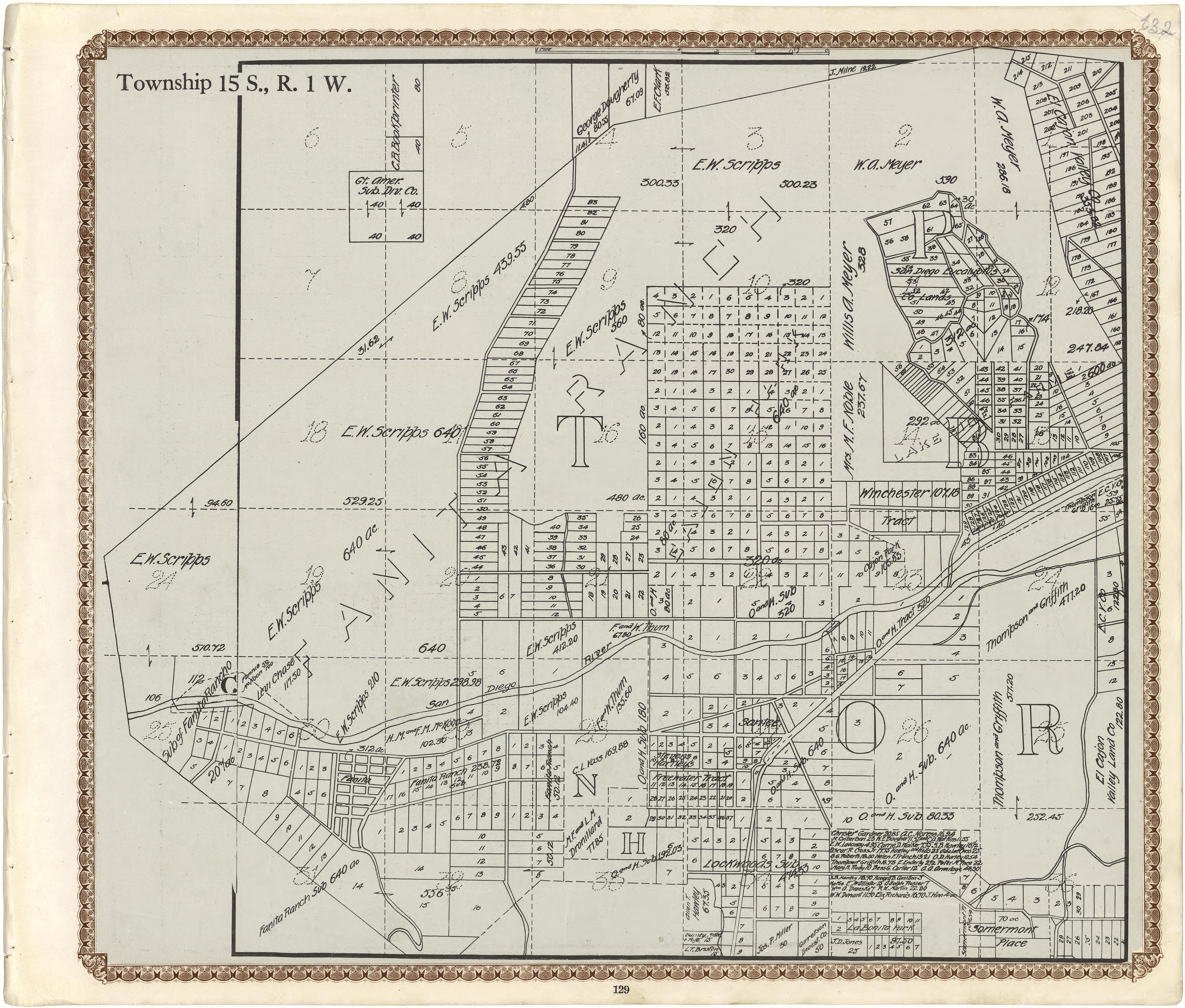 Township 15 S., R. 1 W from Plat Book of San Diego County, California 1912 by Relic Map Company