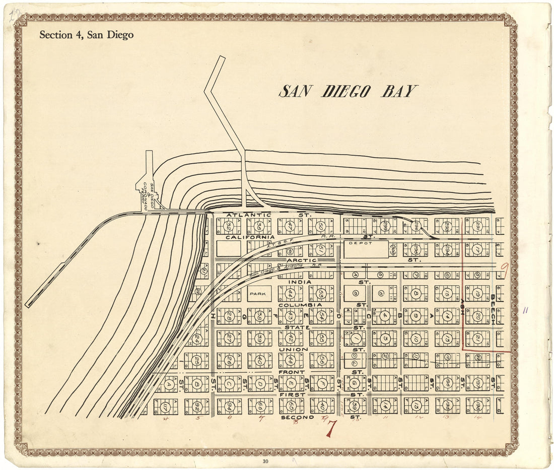 Section 4, San Diego from Plat Book of San Diego County, California 1912 by Relic Map Company