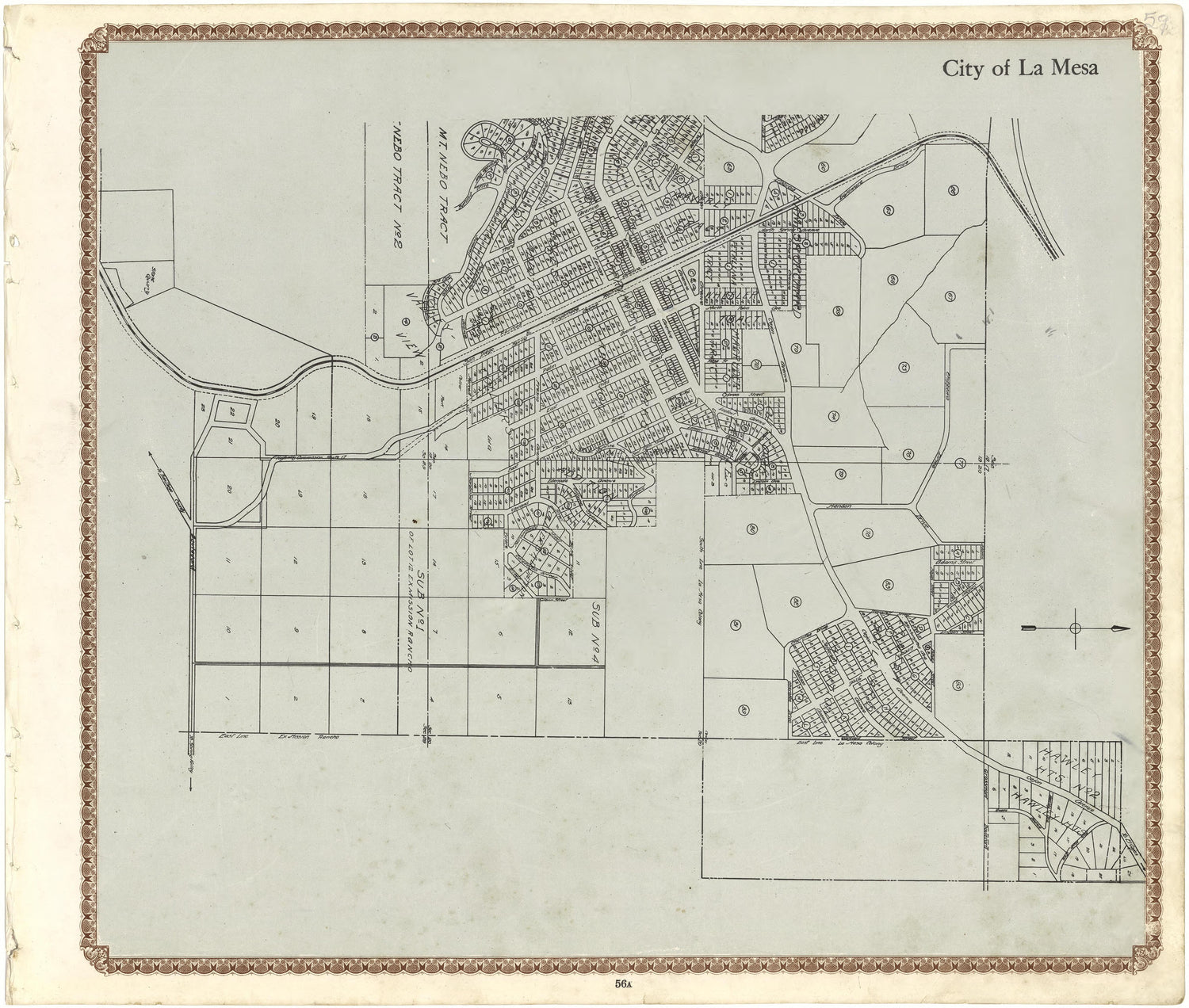City of La Mesa from Plat Book of San Diego County, California 1912 by Relic Map Company