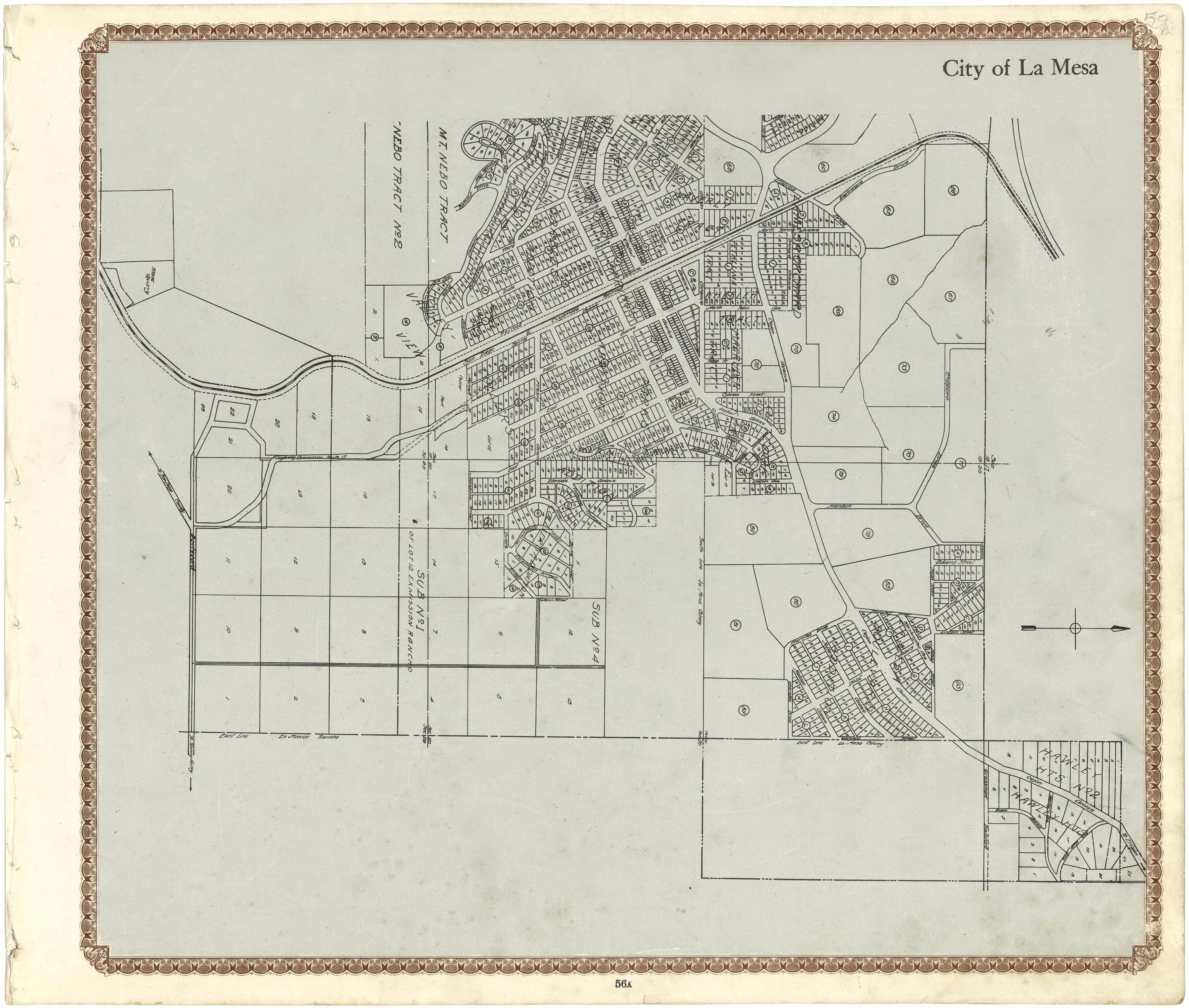 City of La Mesa from Plat Book of San Diego County, California 1912 by Relic Map Company