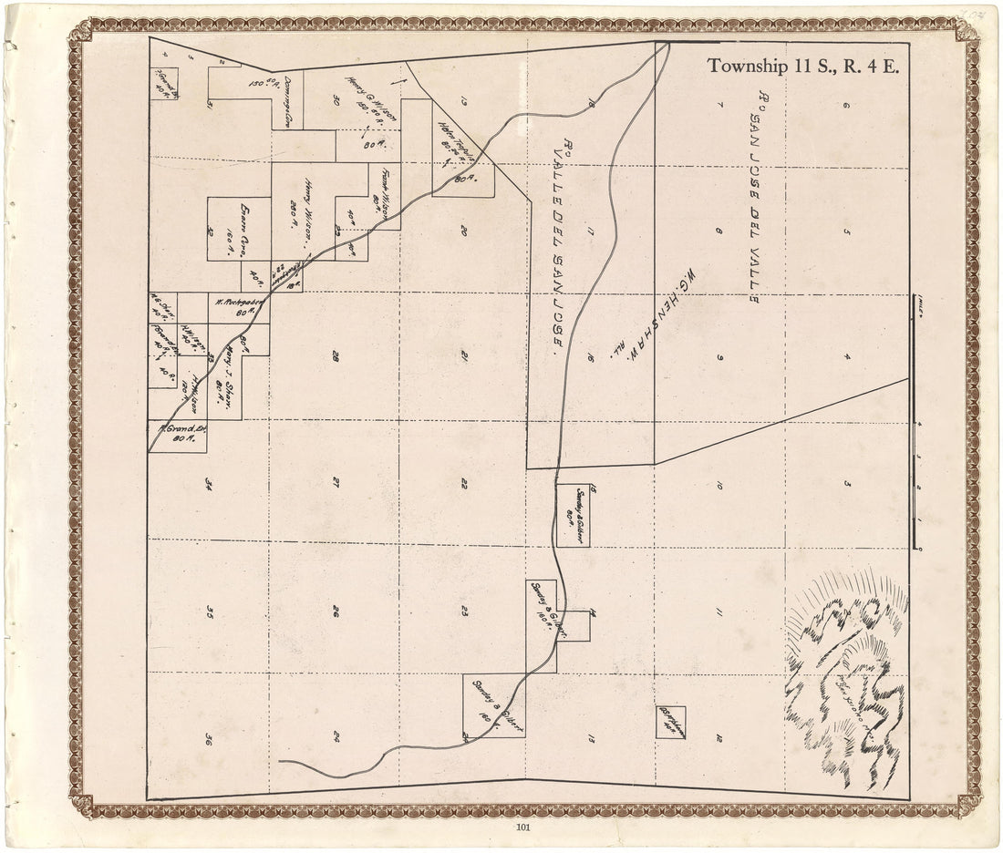 Township 11 S., R. 4 E from Plat Book of San Diego County, California 1912 by Relic Map Company