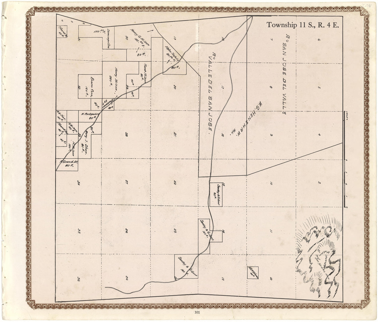 Township 11 S., R. 4 E from Plat Book of San Diego County, California 1912 by Relic Map Company