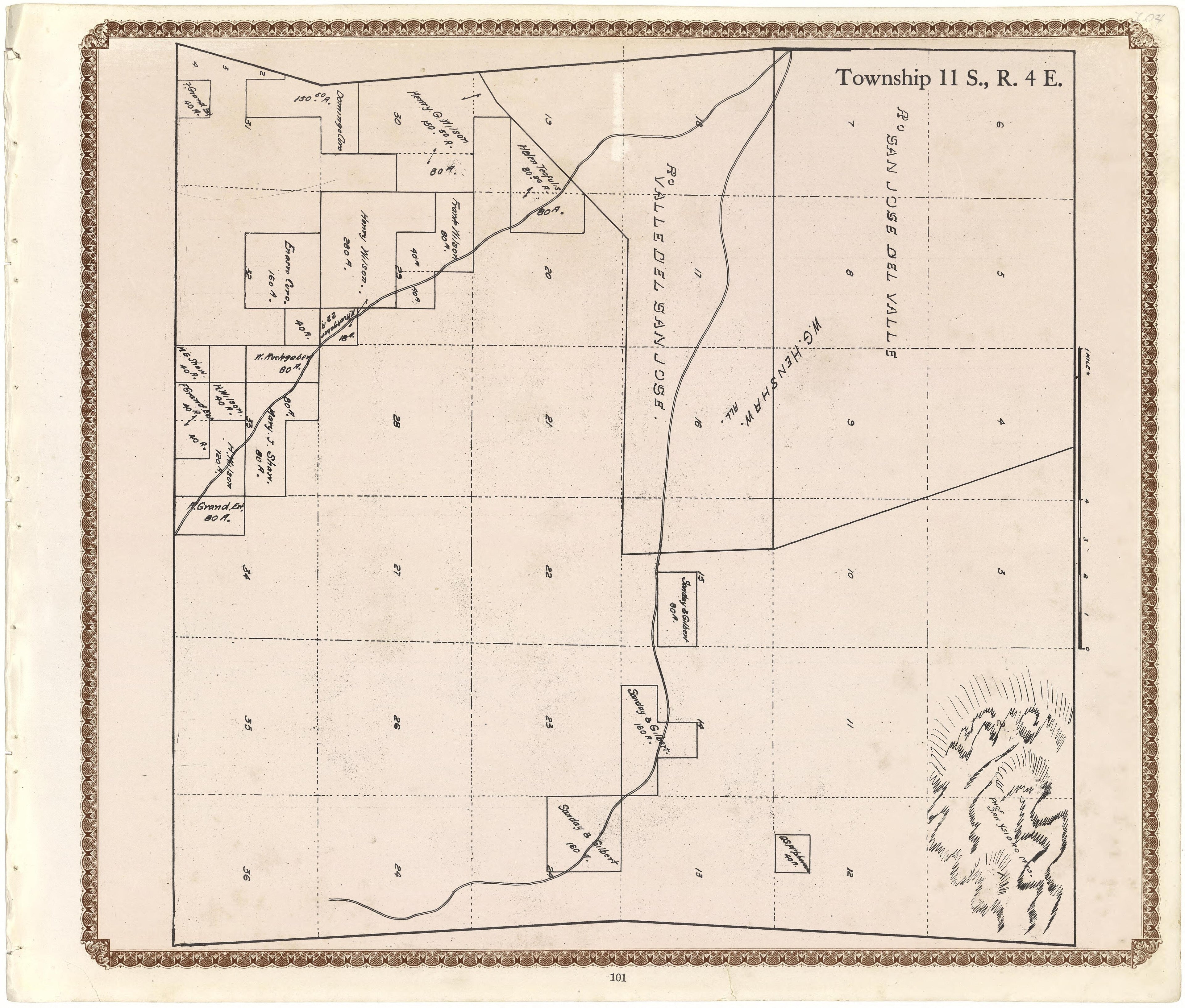 Township 11 S., R. 4 E from Plat Book of San Diego County, California 1912 by Relic Map Company