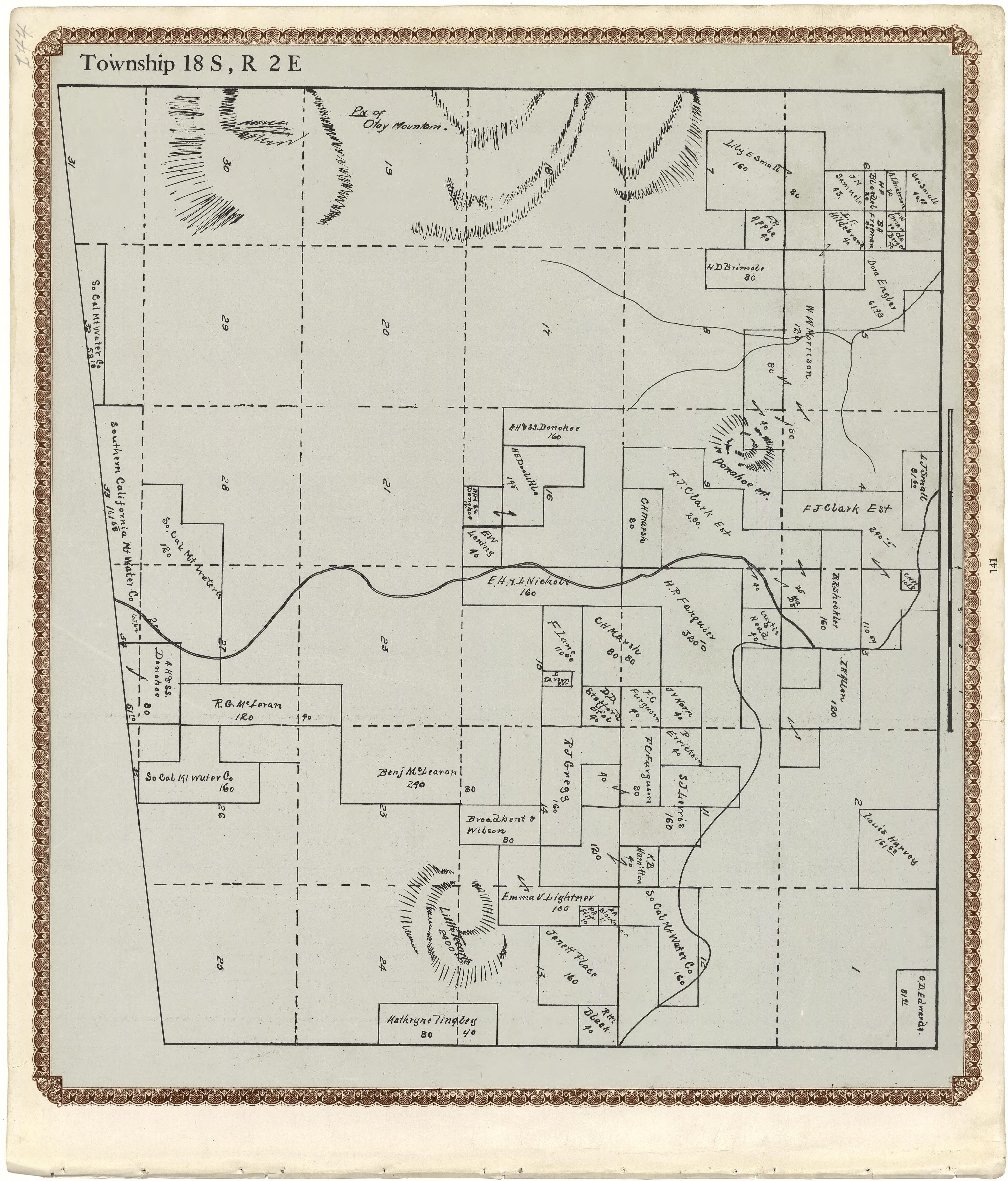 Township 18 S., R. 2 E from Plat Book of San Diego County, California 1912 by Relic Map Company