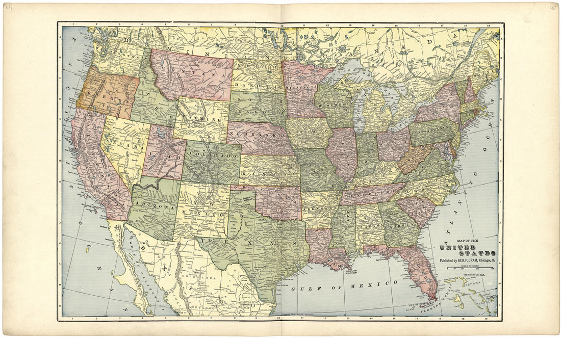 Map of the United States from Standard Atlas of Wood County, Wisconsin : Including a Plat Book of the Villages, Cities and Townships of the County, Map of the State, United States and World : Patrons Directory, Reference … 1909 by Relic Map Company