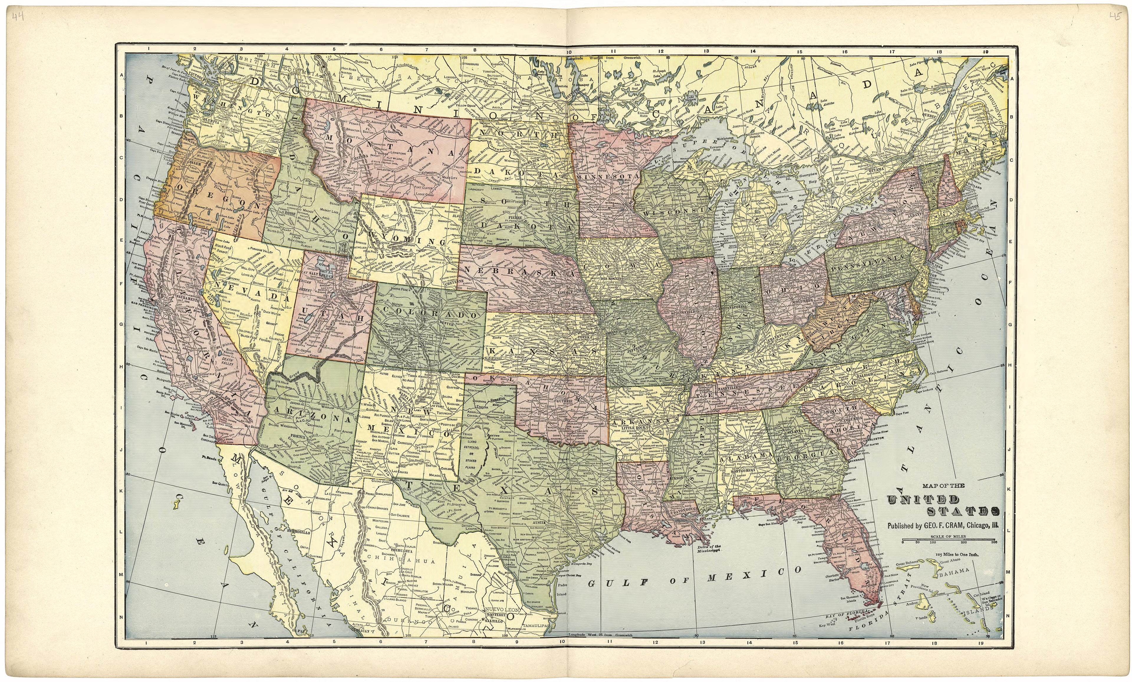 Map of the United States from Standard Atlas of Wood County, Wisconsin : Including a Plat Book of the Villages, Cities and Townships of the County, Map of the State, United States and World : Patrons Directory, Reference … 1909 by Relic Map Company