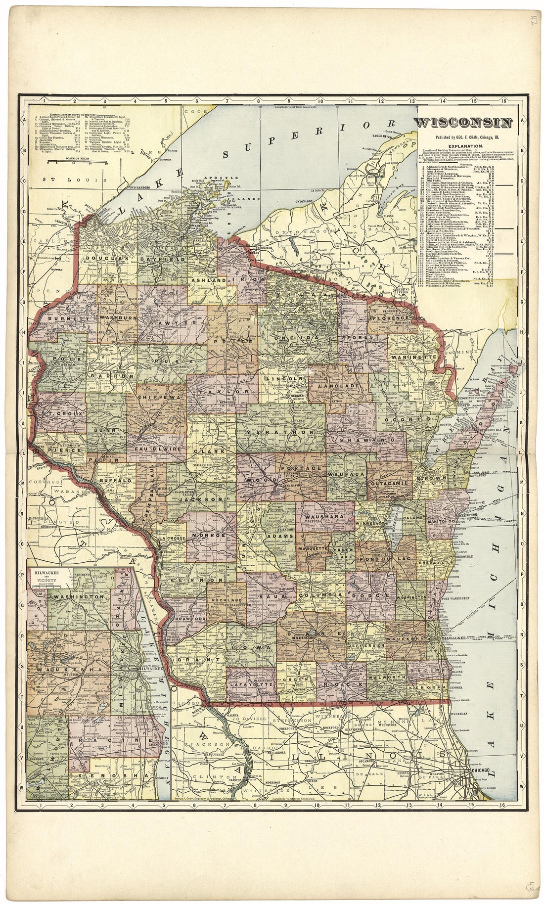 Wisconsin from Standard Atlas of Wood County, Wisconsin : Including a Plat Book of the Villages, Cities and Townships of the County, Map of the State, United States and World : Patrons Directory, Reference … 1909 by Relic Map Company