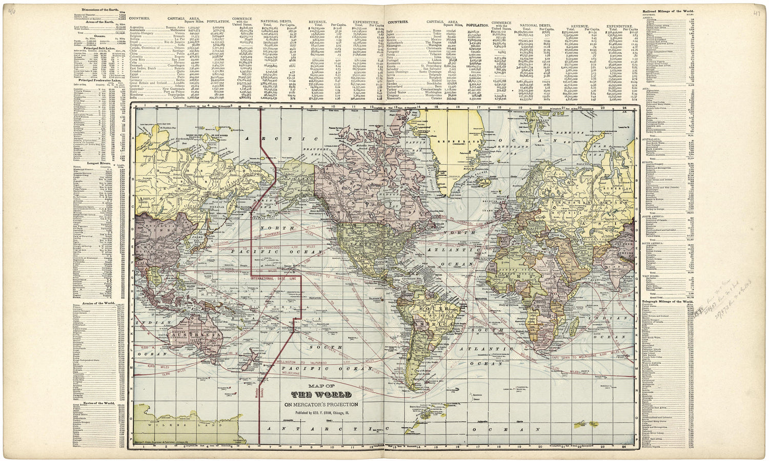 Map of the World On Mercator&