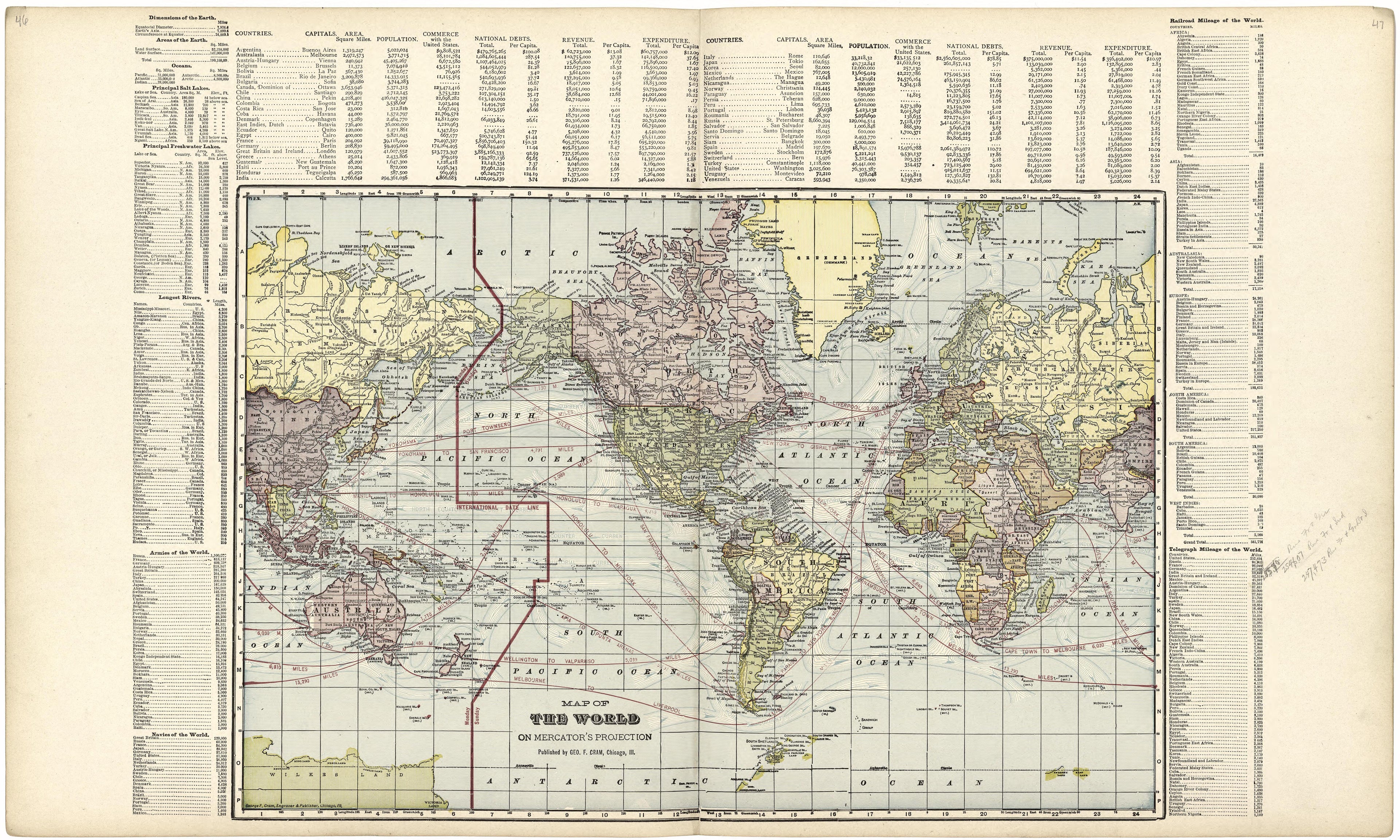 Map of the World On Mercator&
