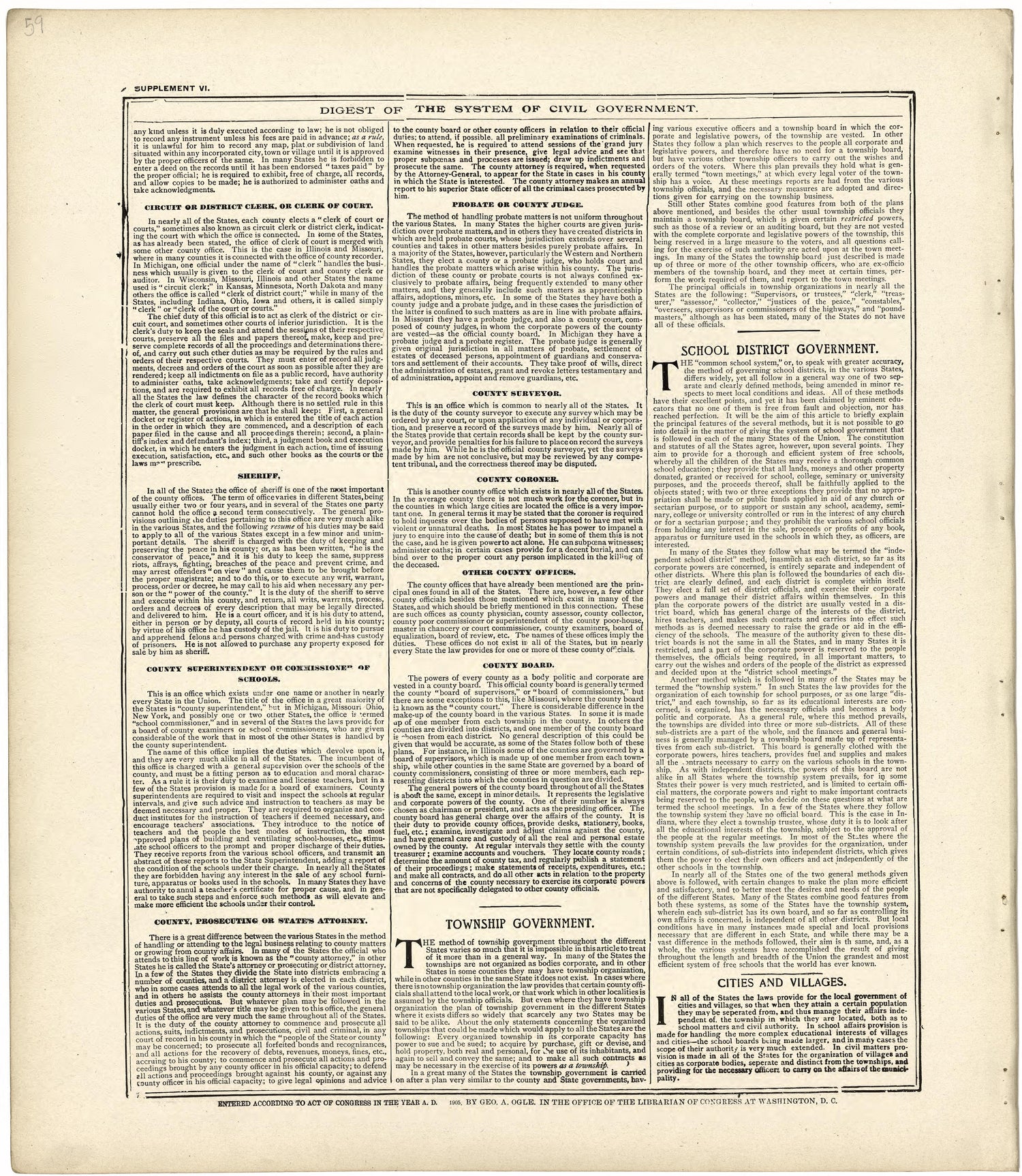 Digest of the System of Civil Government from Standard Atlas of Wood County, Wisconsin : Including a Plat Book of the Villages, Cities and Townships of the County, Map of the State, United States and World : Patrons Directory, Reference … 1909 by Relic Map Company