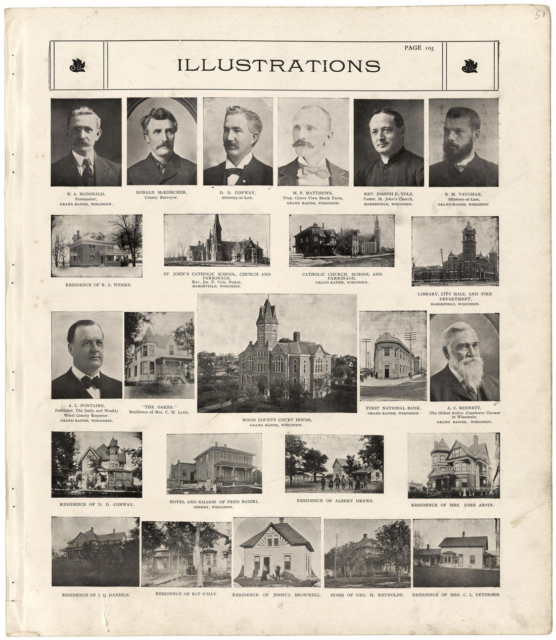 Illustrations from Standard Atlas of Wood County, Wisconsin : Including a Plat Book of the Villages, Cities and Townships of the County, Map of the State, United States and World : Patrons Directory, Reference … 1909 by Relic Map Company