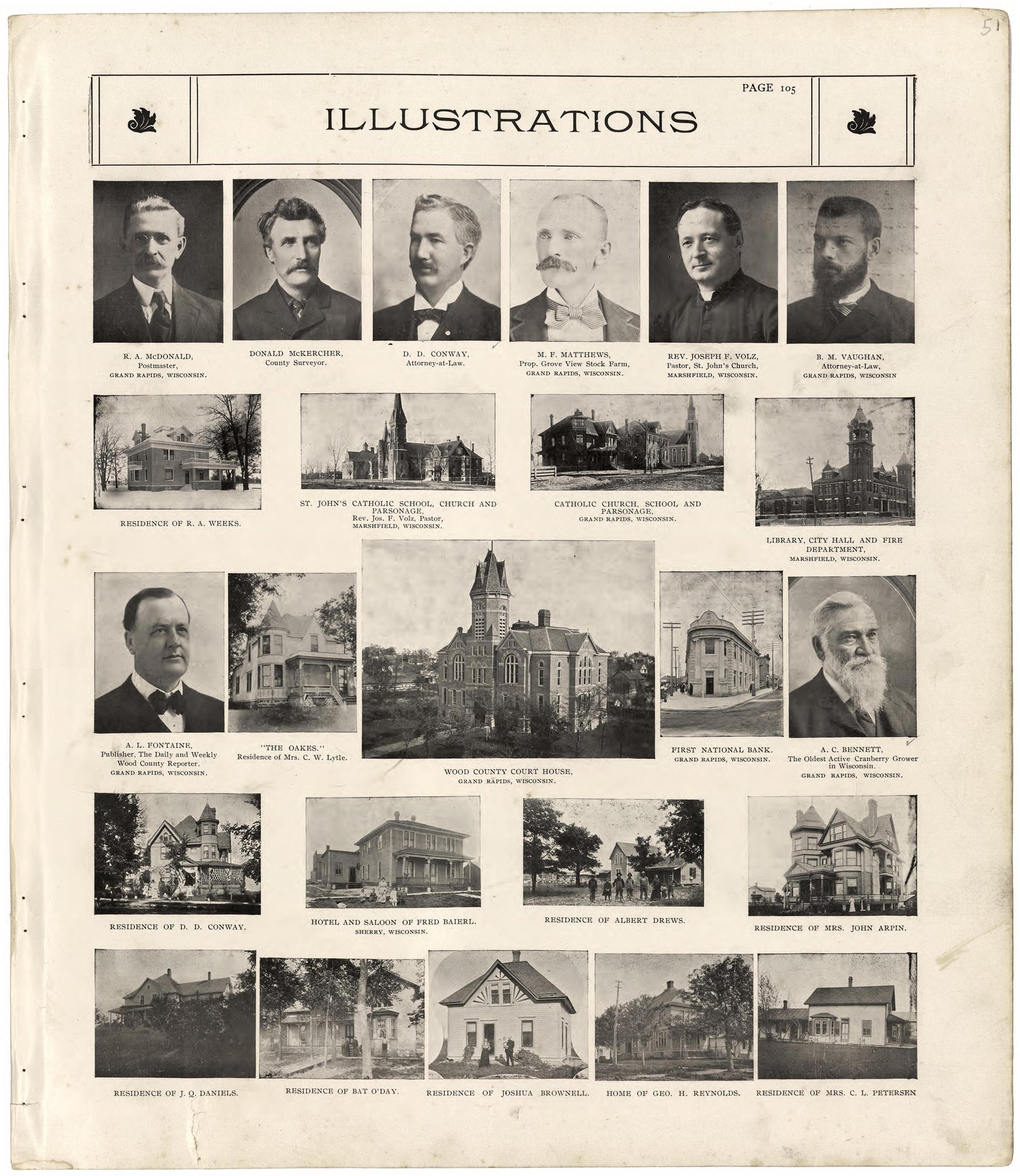 Illustrations from Standard Atlas of Wood County, Wisconsin : Including a Plat Book of the Villages, Cities and Townships of the County, Map of the State, United States and World : Patrons Directory, Reference … 1909 by Relic Map Company