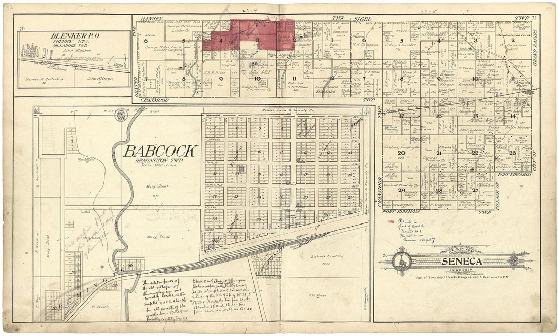 Map of Seneca Township from Standard Atlas of Wood County, Wisconsin : Including a Plat Book of the Villages, Cities and Townships of the County, Map of the State, United States and World : Patrons Directory, Reference … 1909 by Relic Map Company