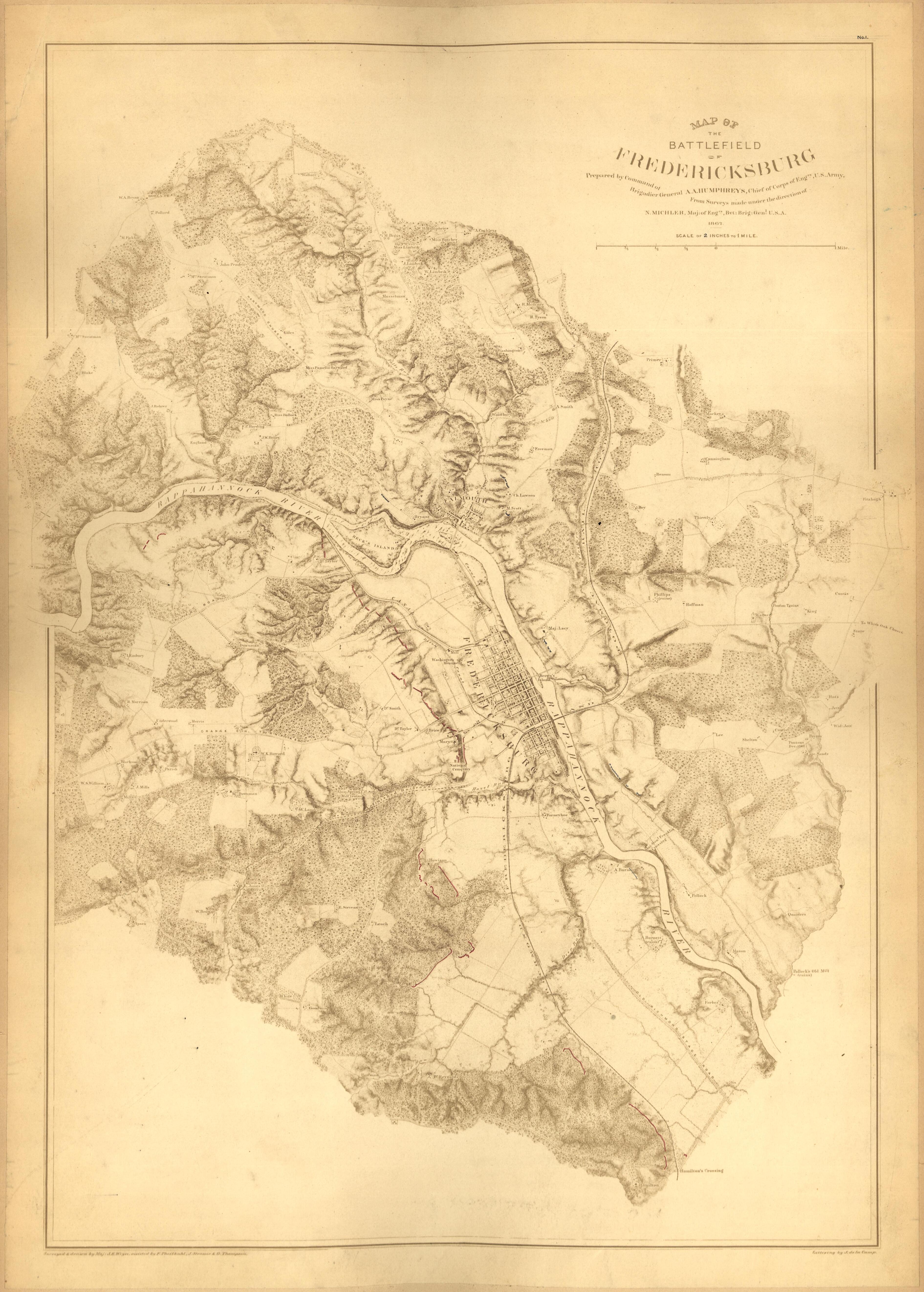 No. I - Map of the Battlefield of Fredericksburg from Military Maps Illustrating the Operations of the Armies of the Potomac and James Against Richmond, May 4th, 1864 to April 9th, 1865 : Including Battlefields of the Wilderness, Totopotomoy, North An... by Relic Map Company