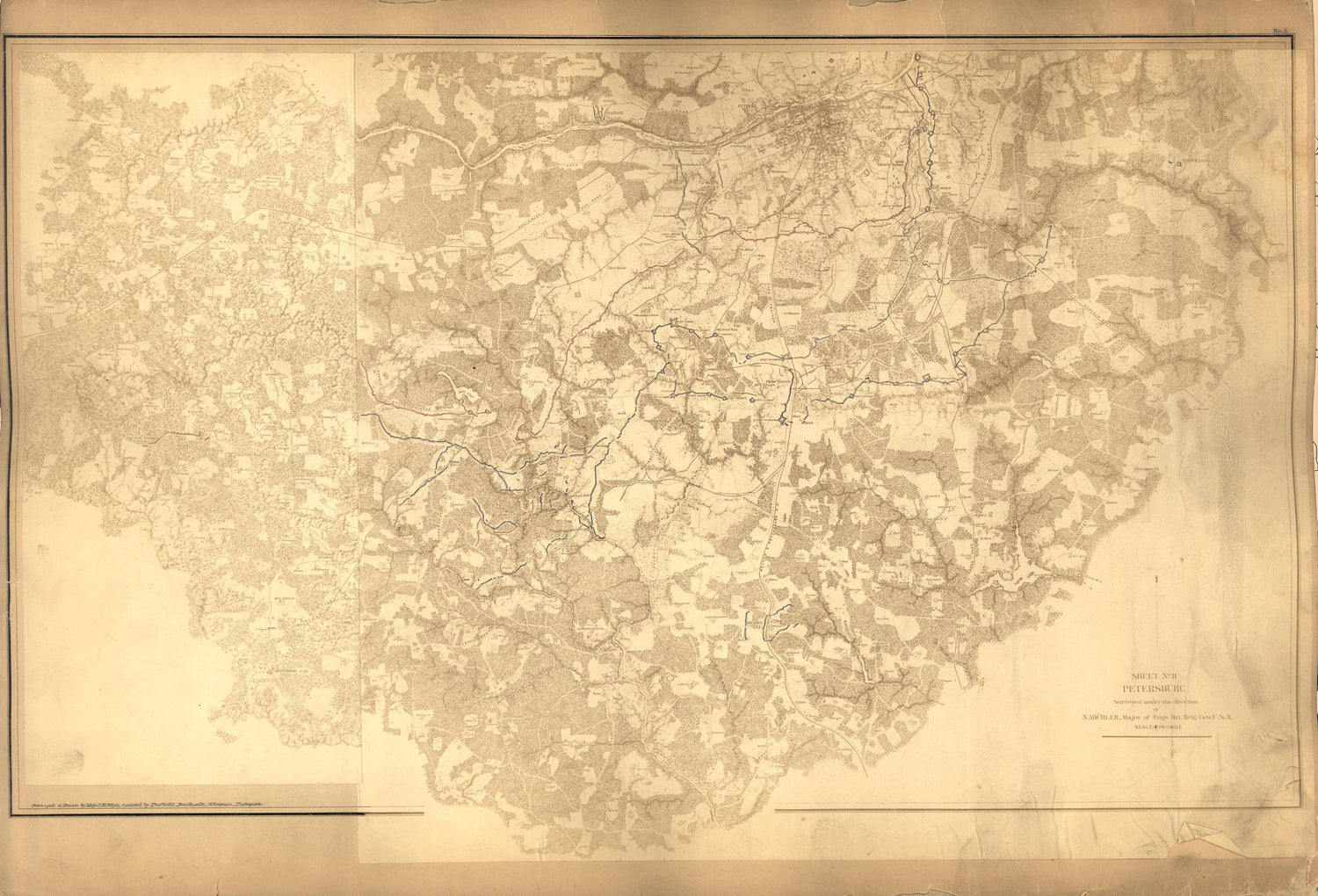 No. 3 - Sheet No. 11: Petersburg from Military Maps Illustrating the Operations of the Armies of the Potomac and James Against Richmond, May 4th, 1864 to April 9th, 1865 : Including Battlefields of the Wilderness, Totopotomoy, North Anna, Spottsylvani... by Relic Map Company