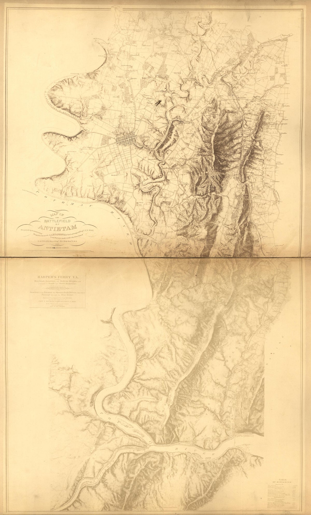 Map of the Battlefield of Antietam Joined With Harper&