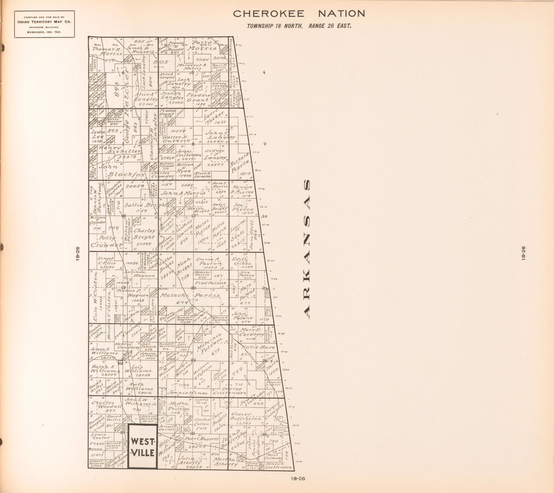 Township 18 North, Range 26 East from Cherokee Nation 1909 by Relic Map Company